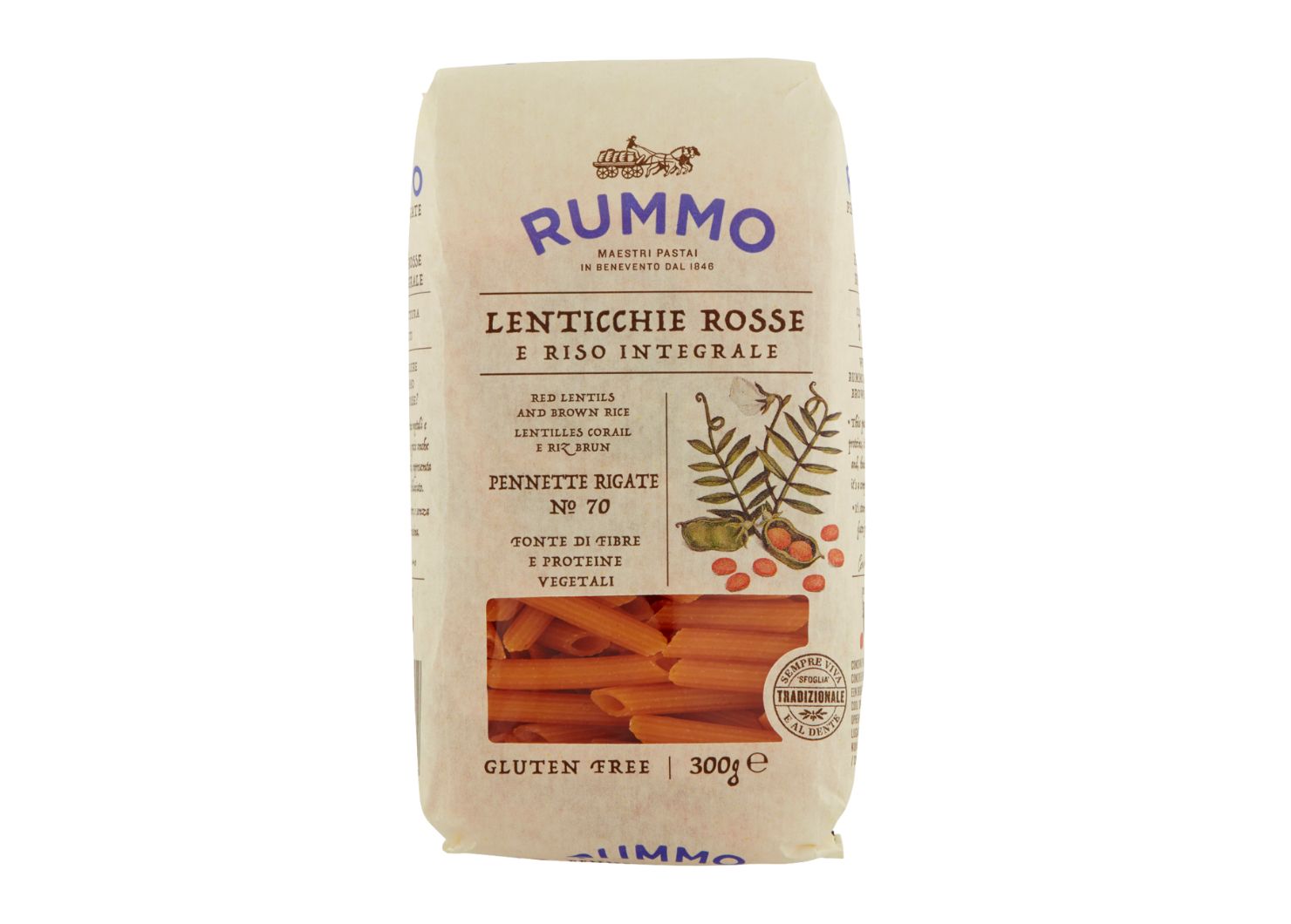 RUMMO PENNETTE SU RAUDONŲJŲ LĘŠIŲ MILTAIS N.70 300 G