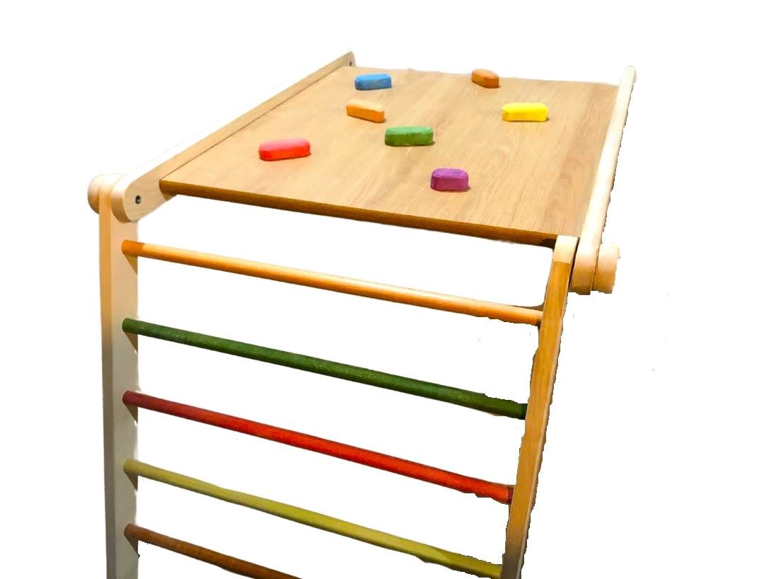 Triunghi Pikler cu tobogan modular multifuncțional