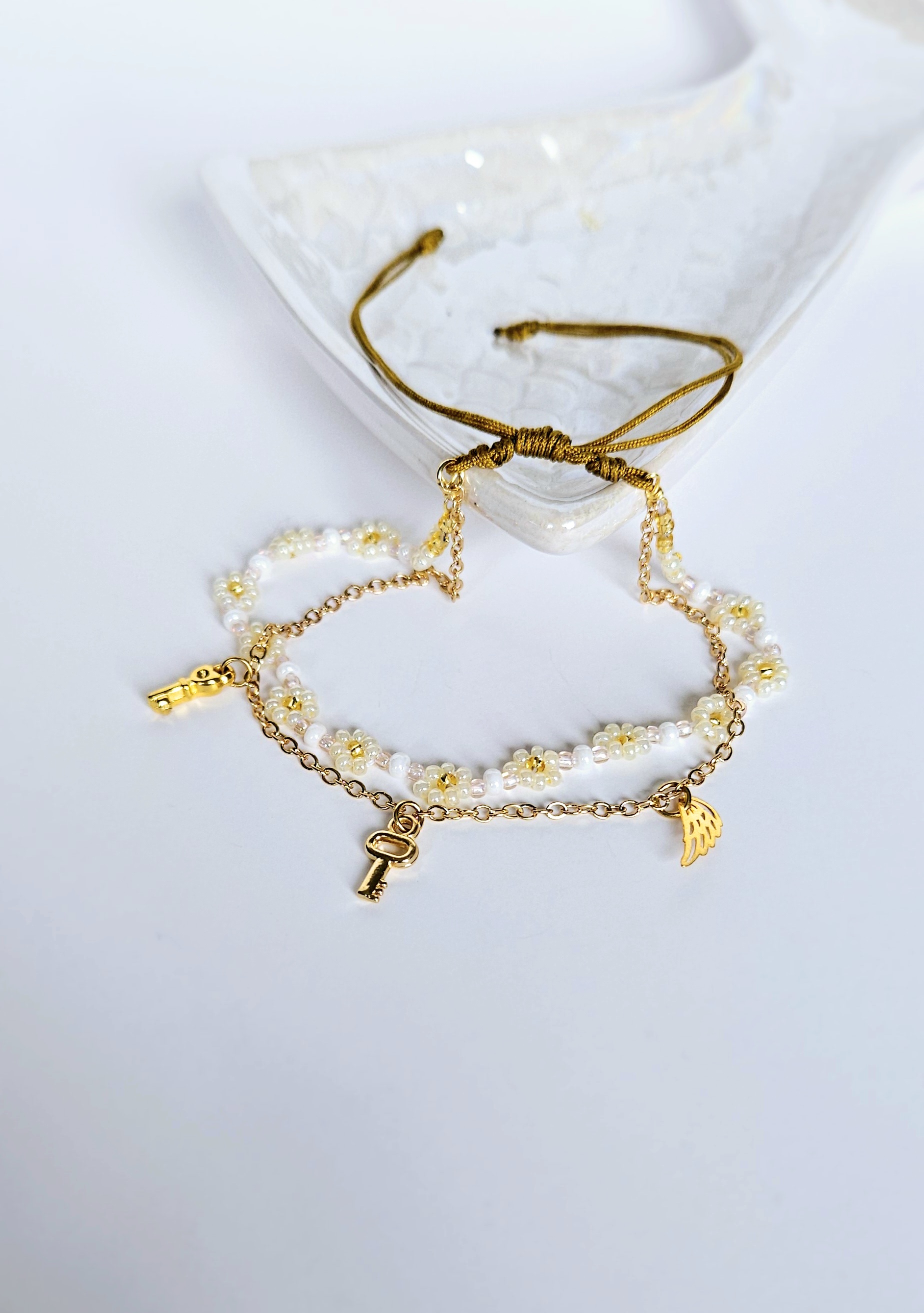 Stacked Anklets Flowers Duo