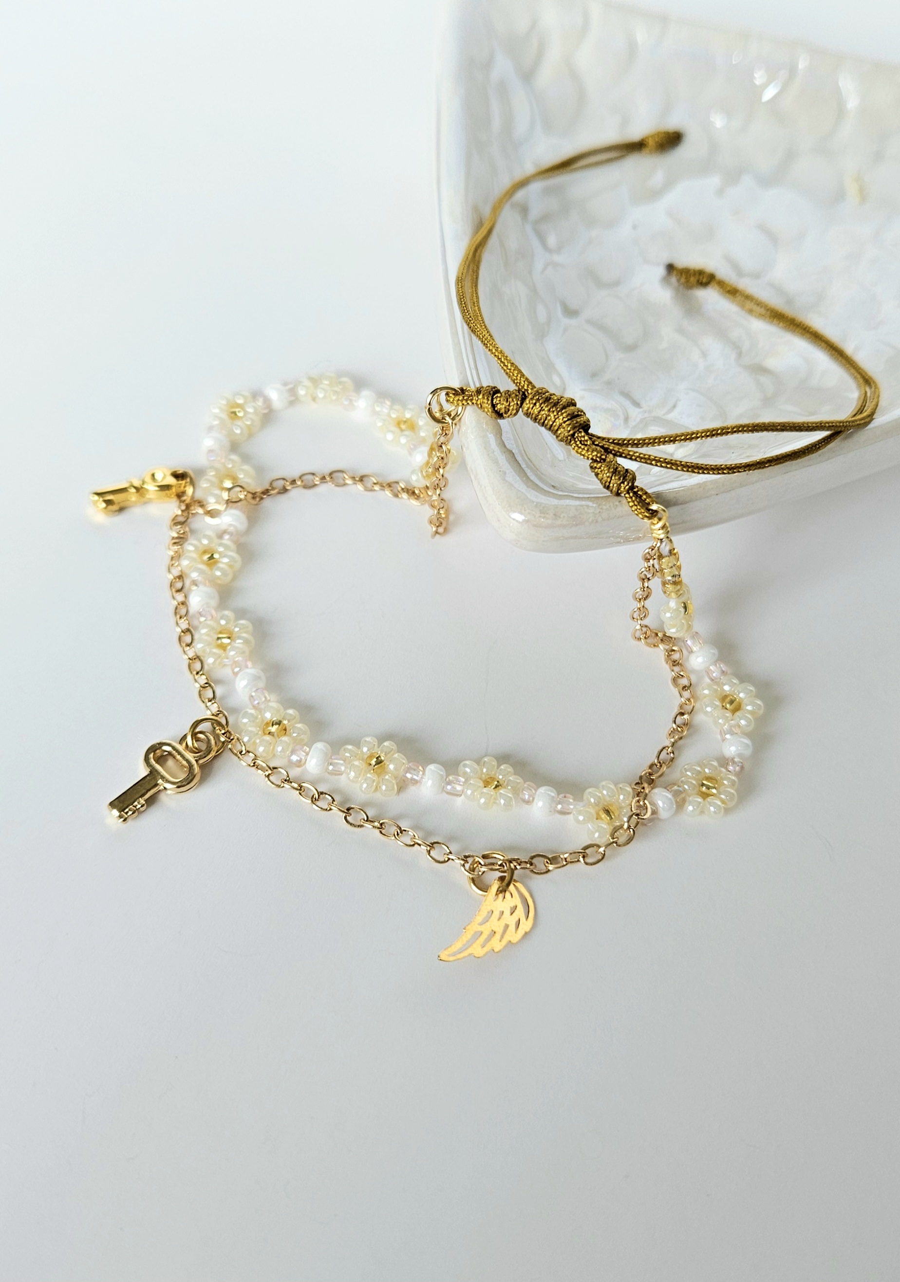 Stacked Anklets Flowers Duo