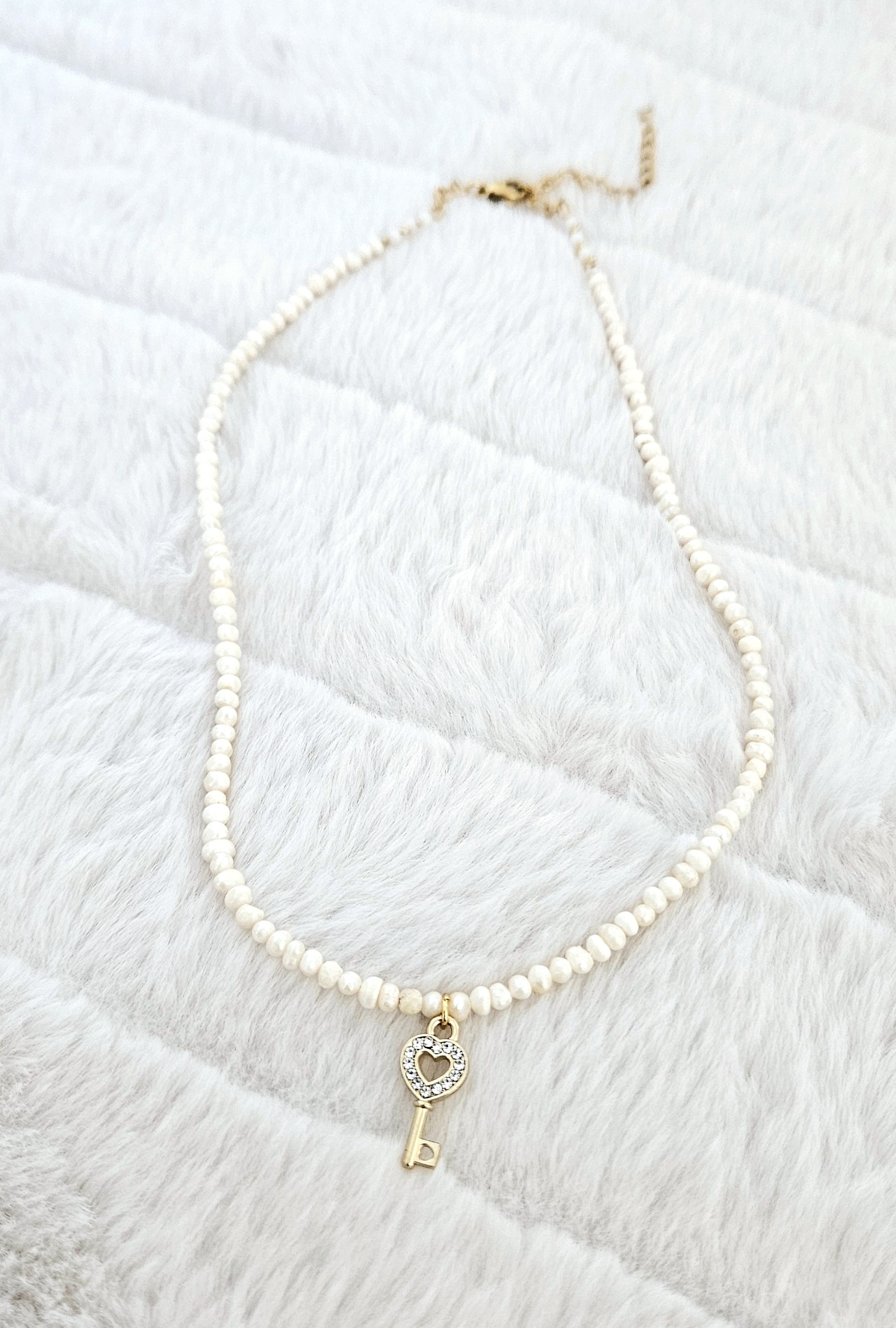 Heart Key Freshwater Pearl Necklace
