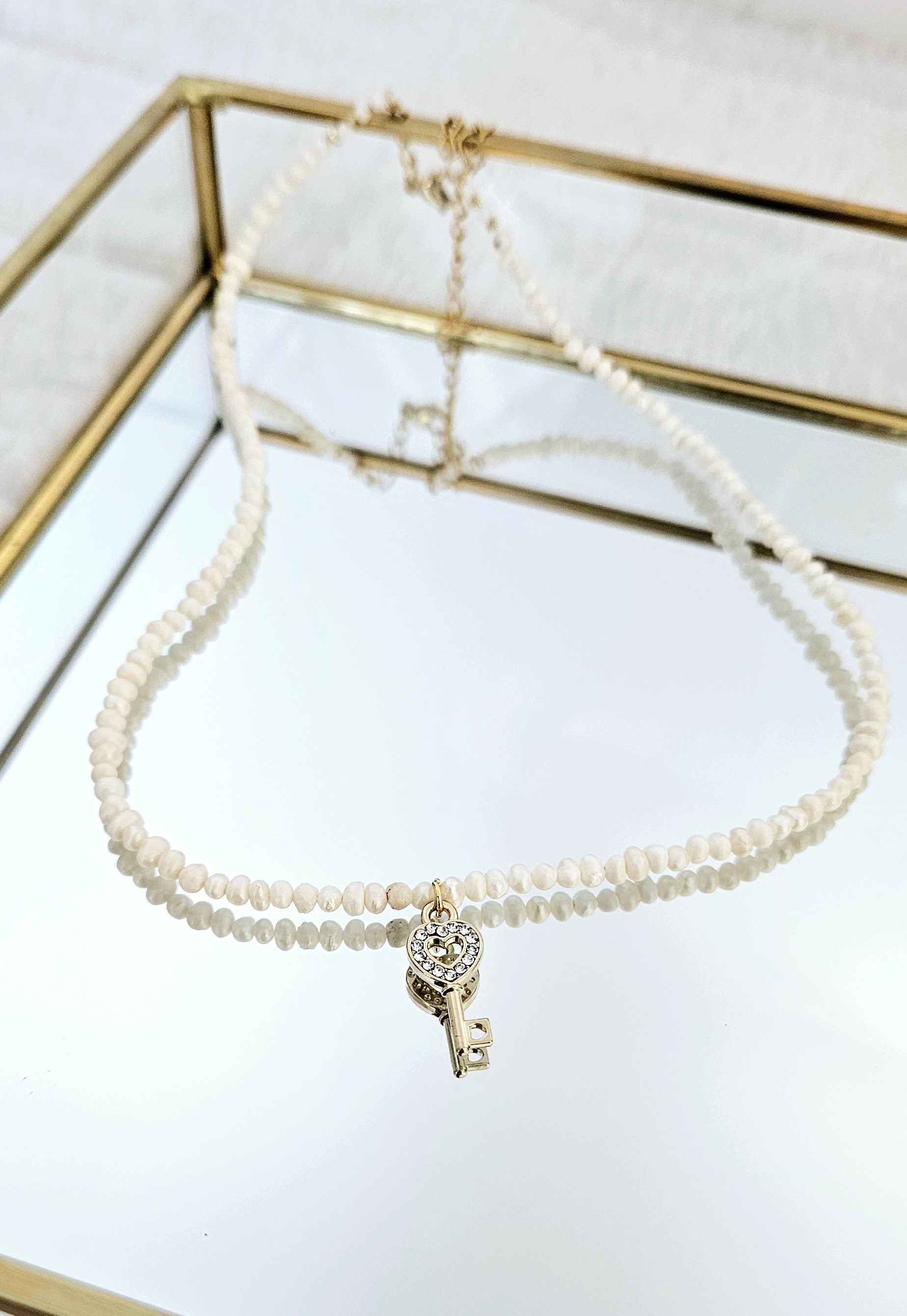 Heart Key Freshwater Pearl Necklace