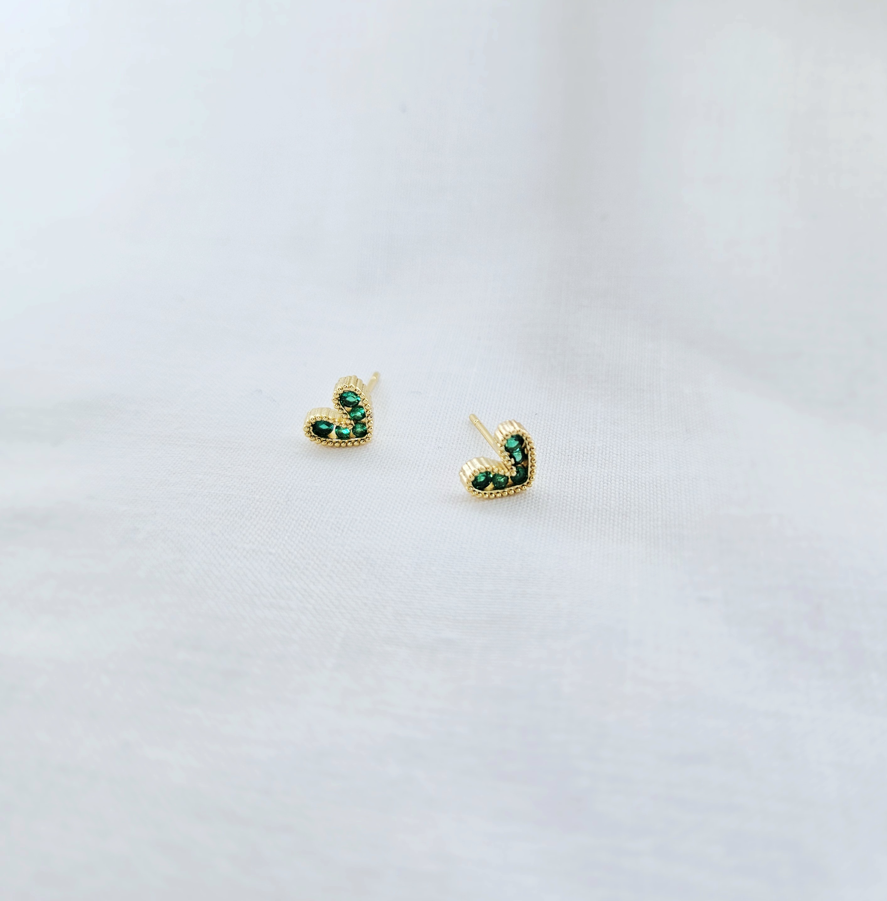 Gold Heart Stud Earrings