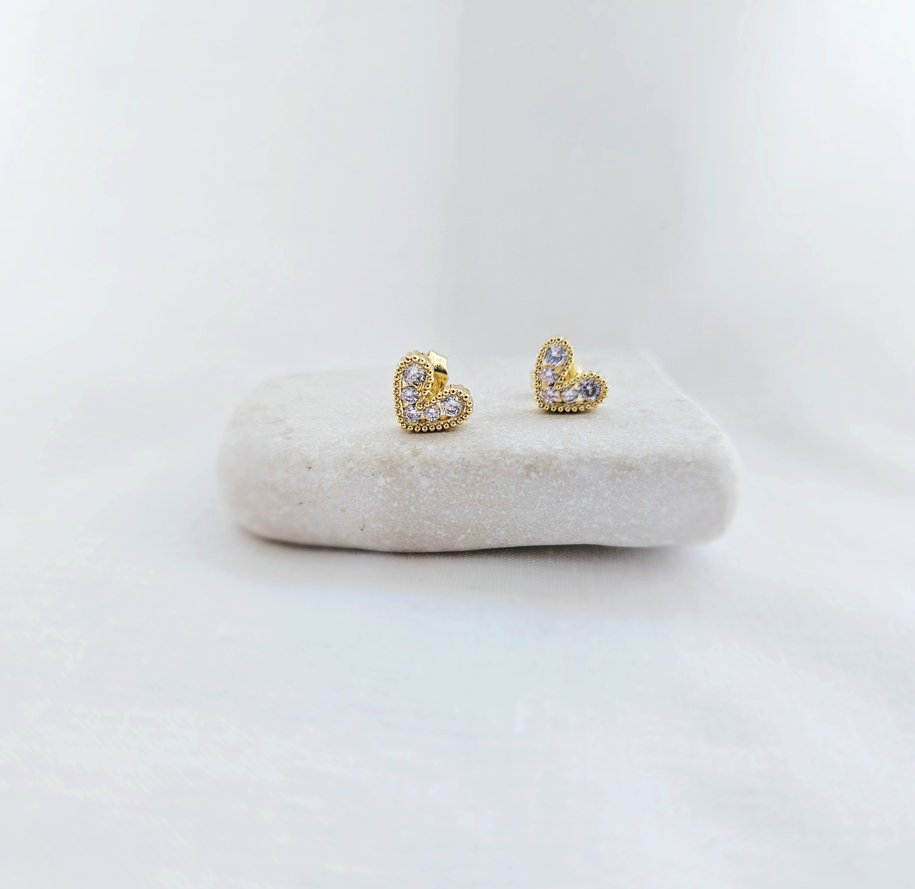 Gold Heart Stud Earrings
