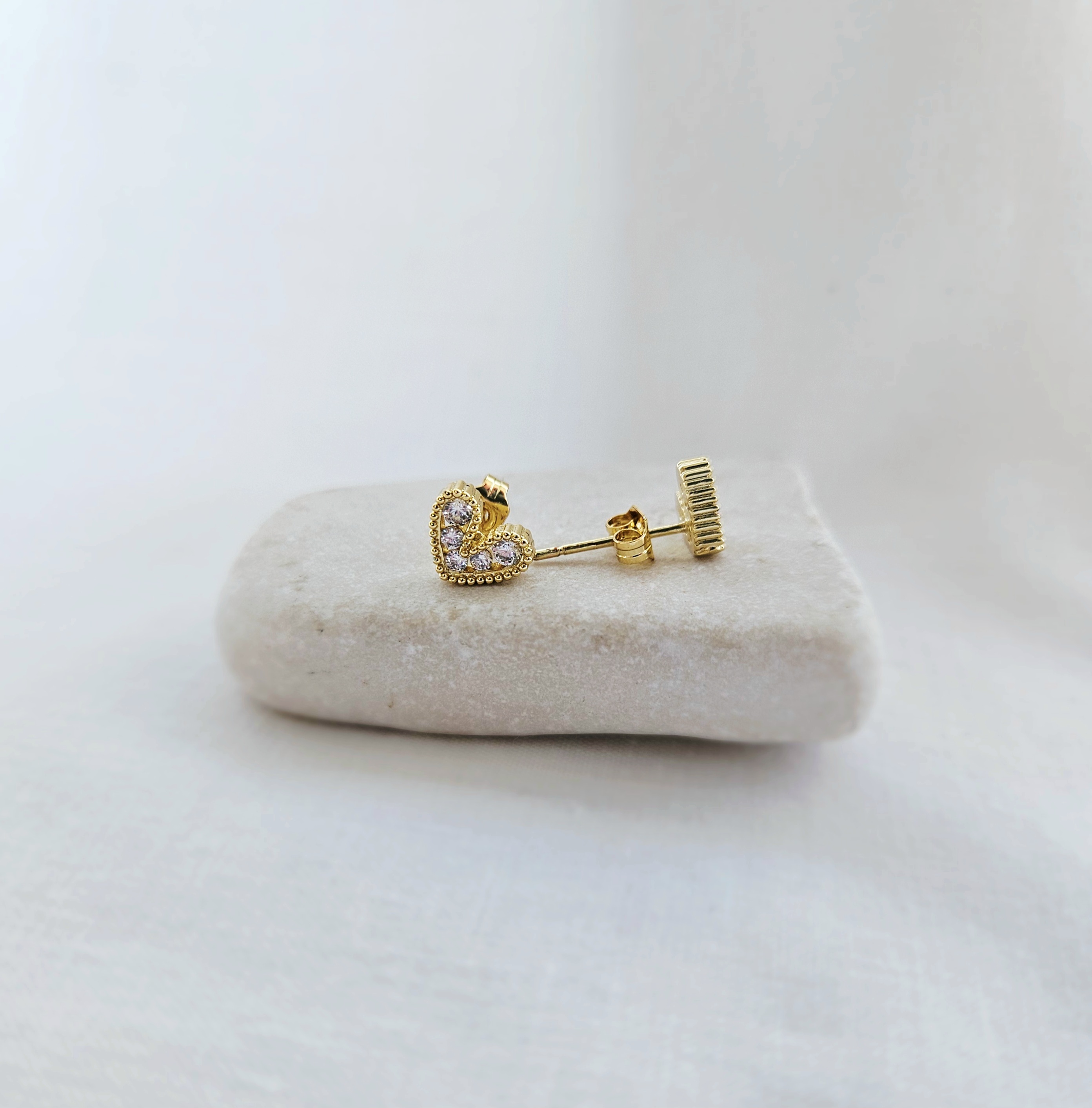 Gold Heart Stud Earrings