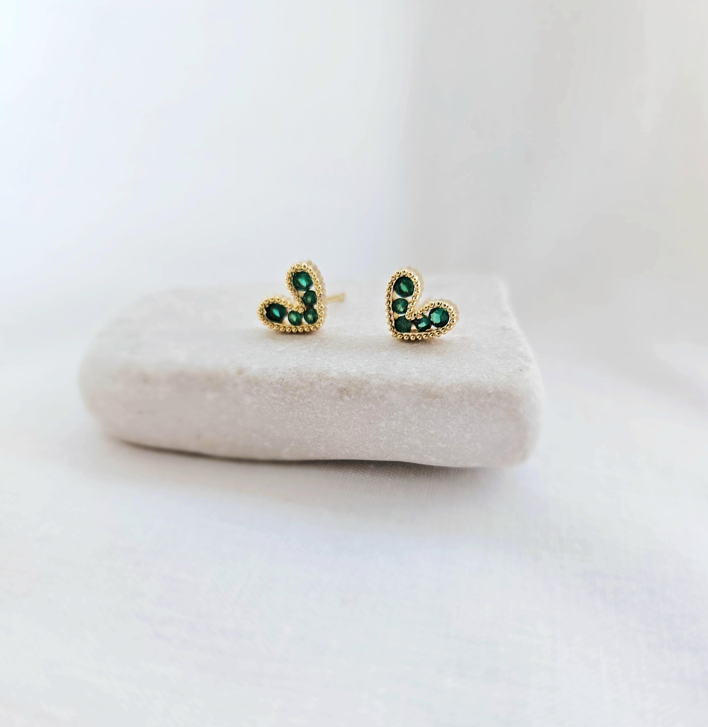 Gold Heart Stud Earrings