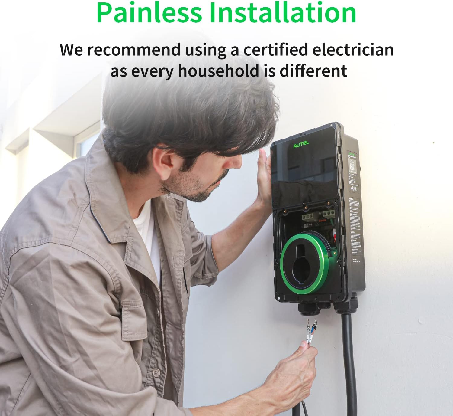 Autel MaxiCharger AC Elite Home Smart Electric Vehicle (EV) Charger, 50 Amp Level 2 Wi-Fi and Bluetooth Enabled EVSE, Indoor/Outdoor Car Charging Station, with in-Body Holster and 25-Foot Premium Cable