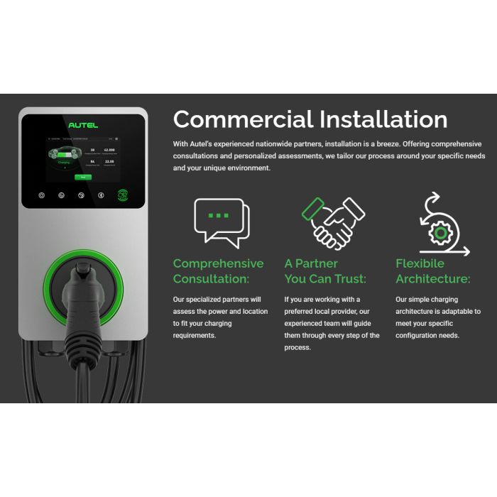 Autel MaxiCharger AC Wallbox Commercial EV (Electric Vehicle) Charger with In-Body Holster - Hardwire