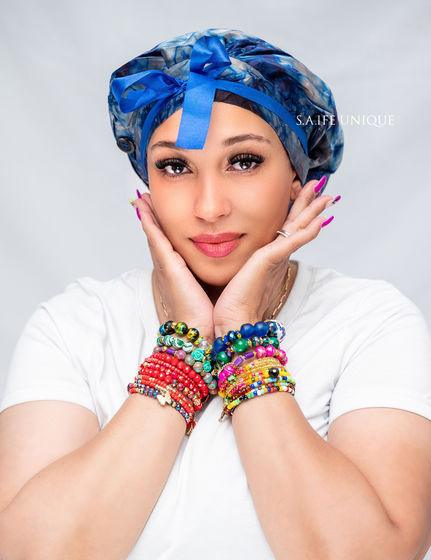 Blue Adire Scrub Cap