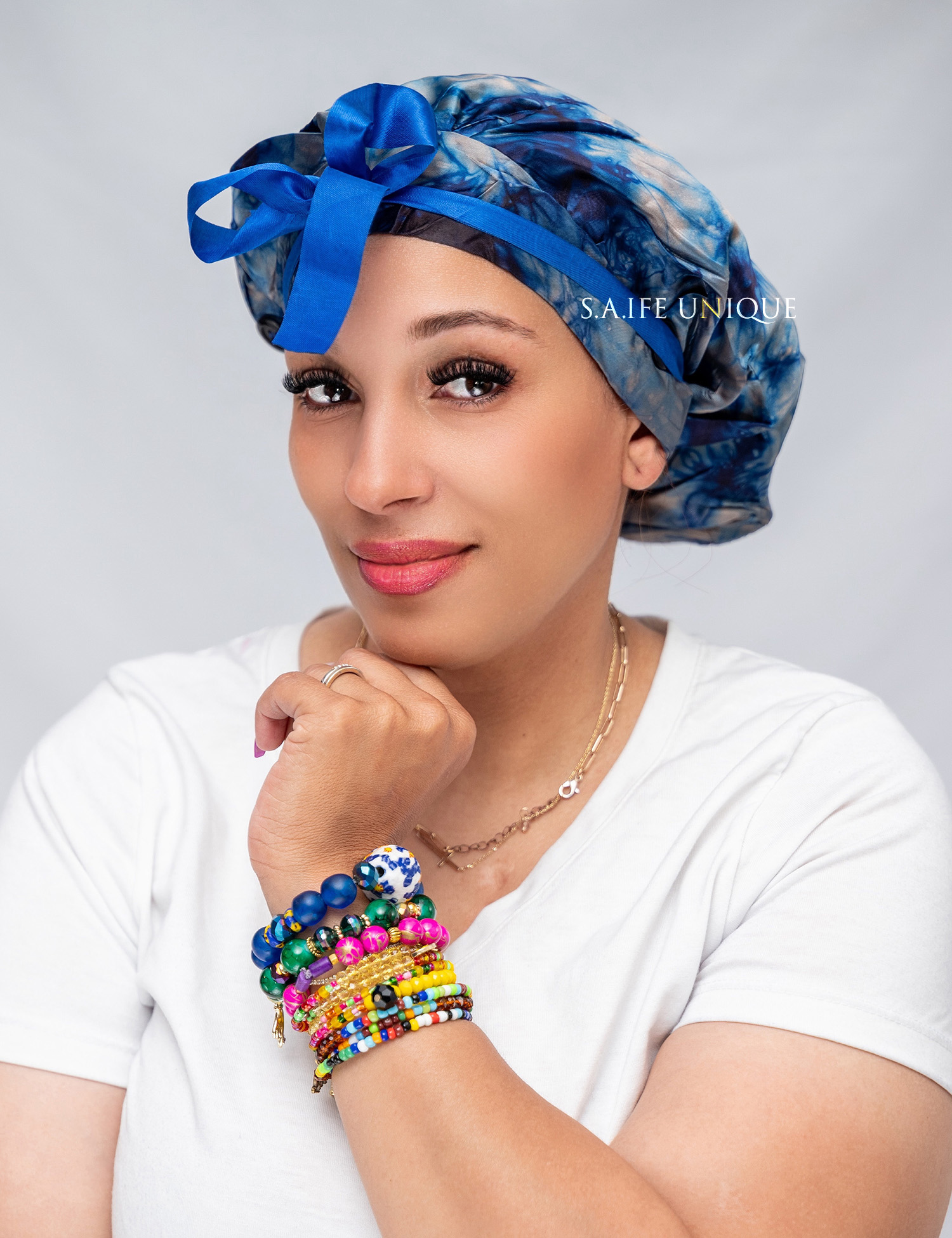 Blue Adire Scrub Cap