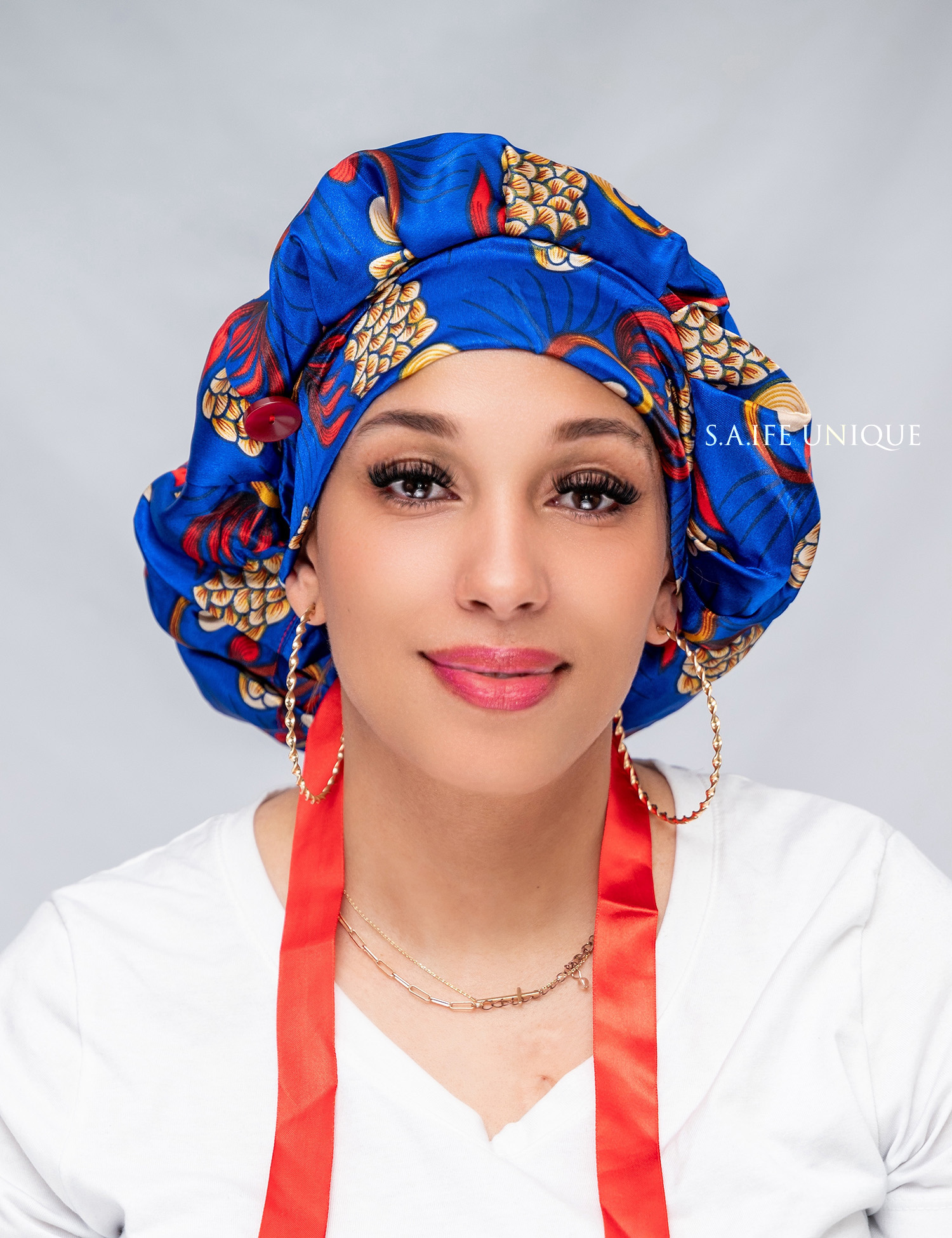 Blue Ankara Scrub Cap