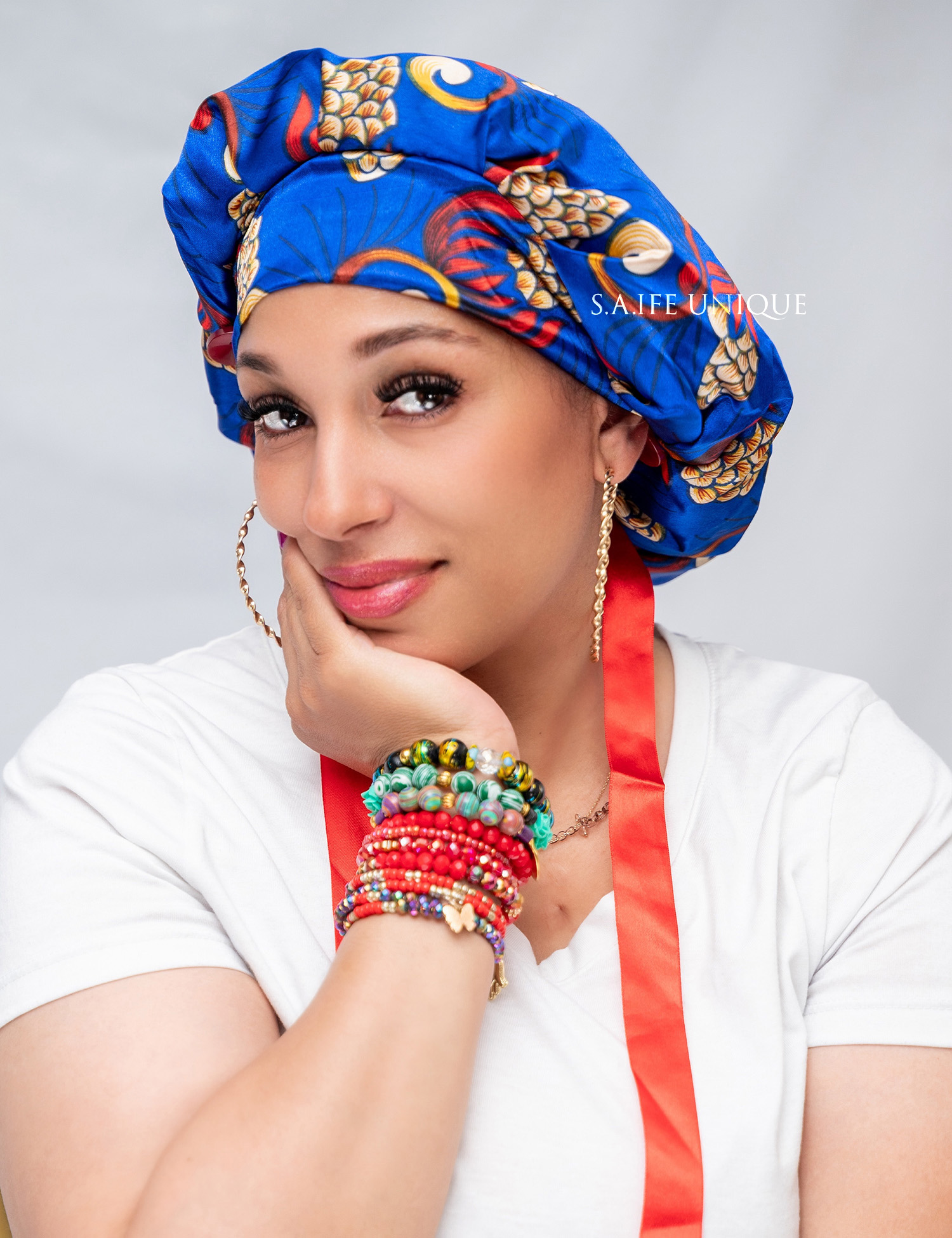 Blue Ankara Scrub Cap