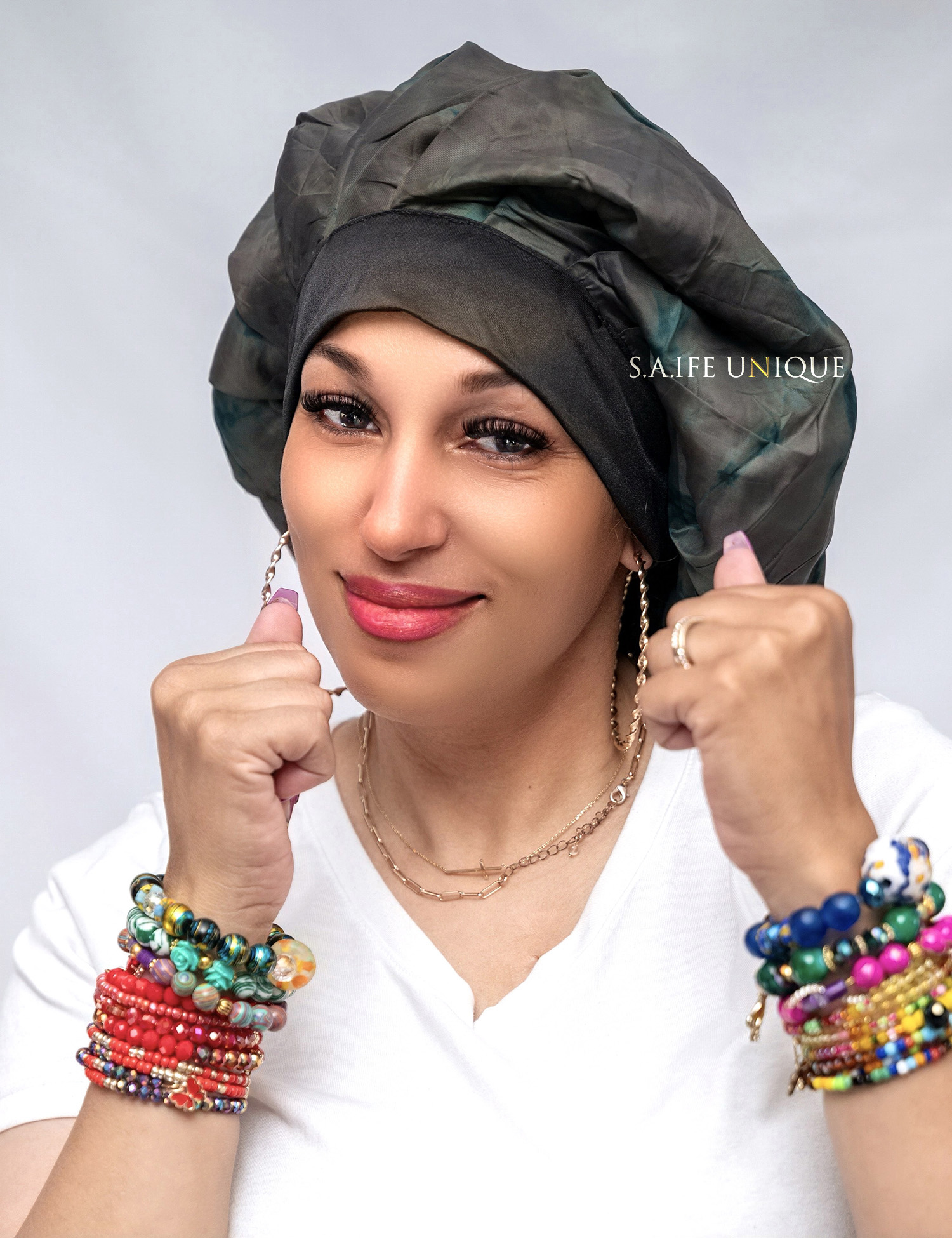 Dark Green Lycra Bonnet