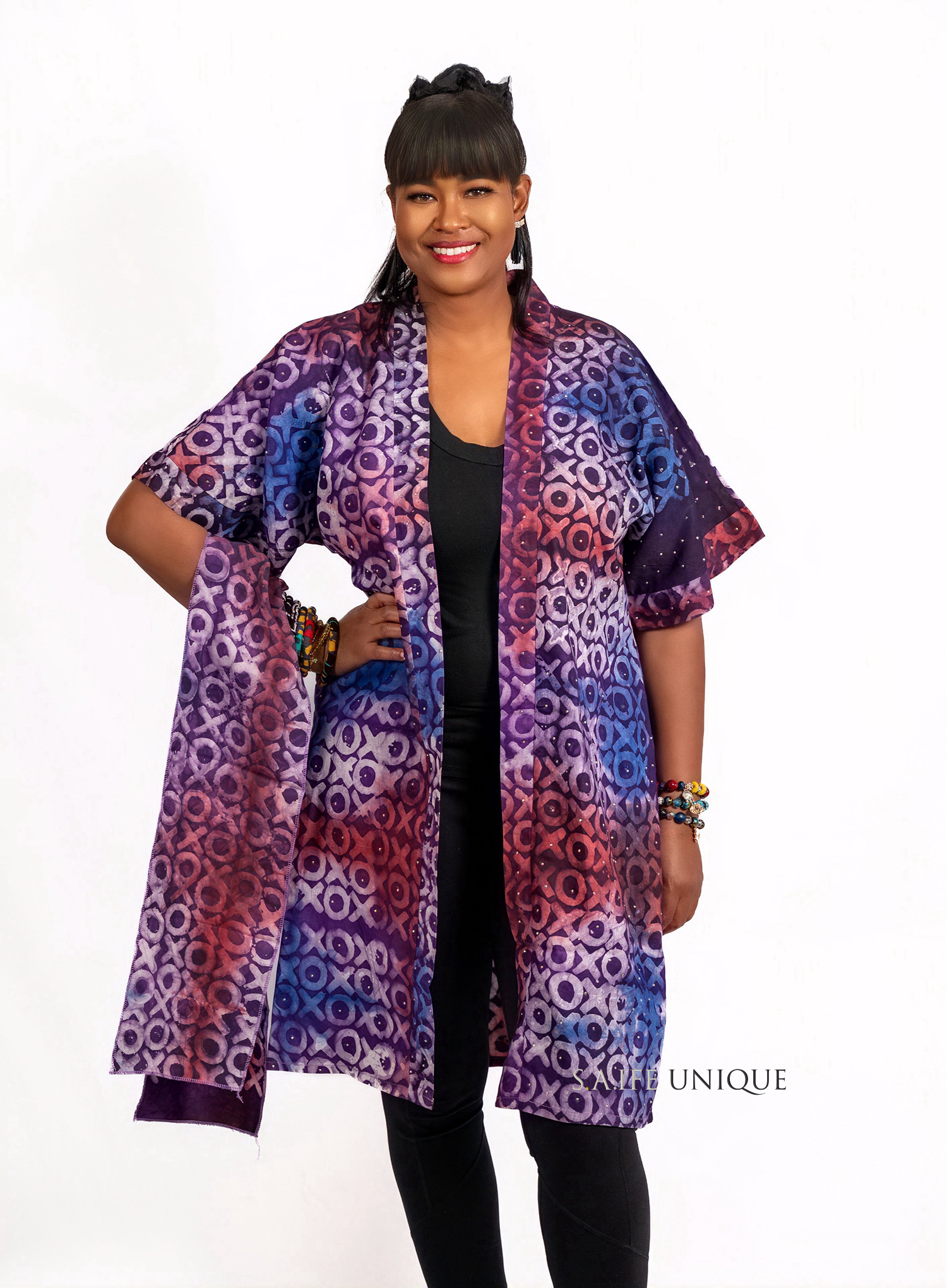 Sisi Eko Adire Crepe Kimono