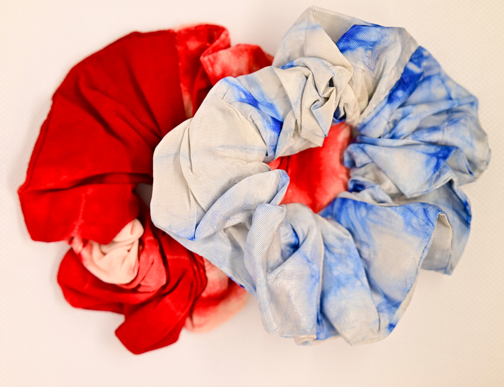 Burnt Orange & Blue Scrunchies