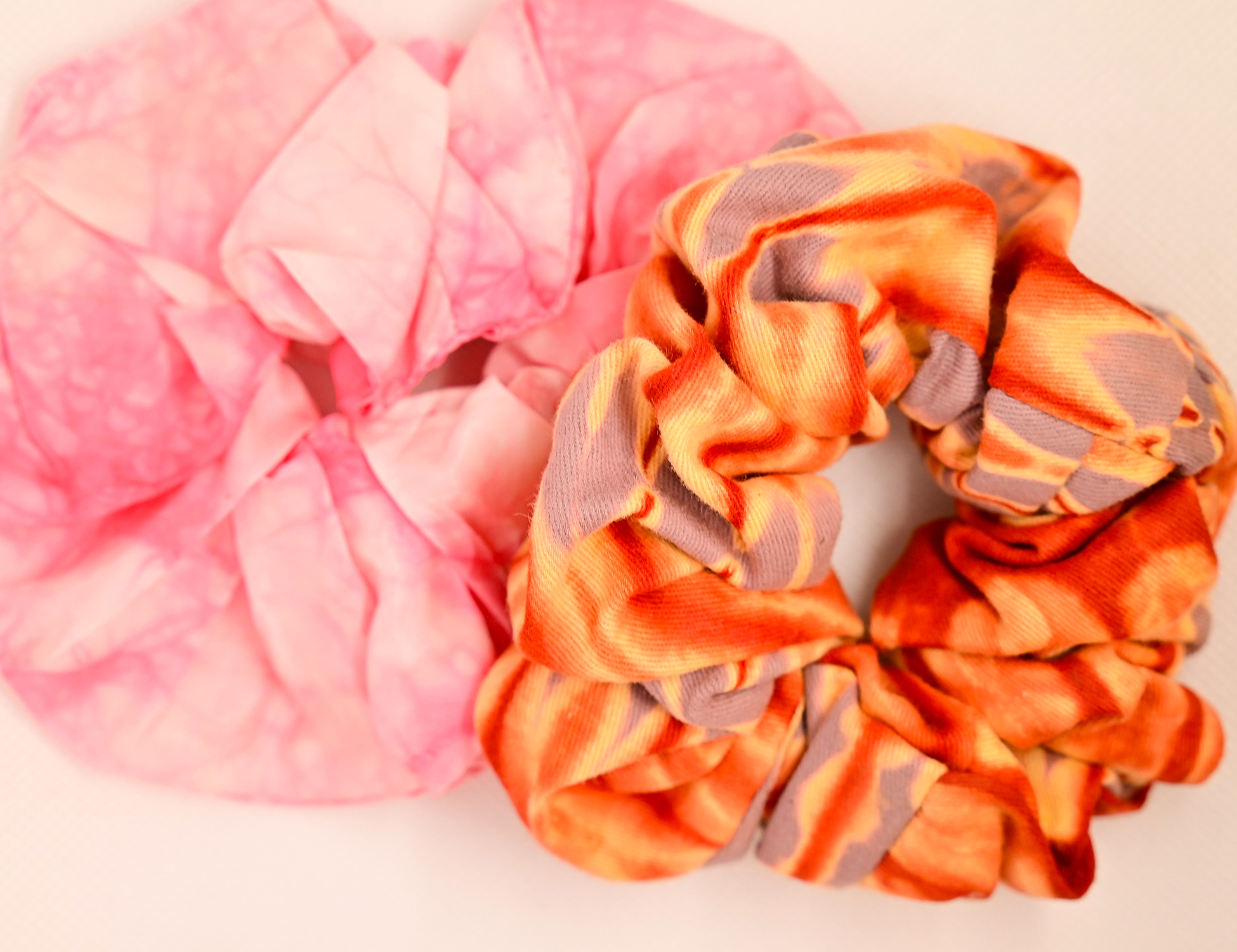 Pink & Burnt Orange Scrunchies