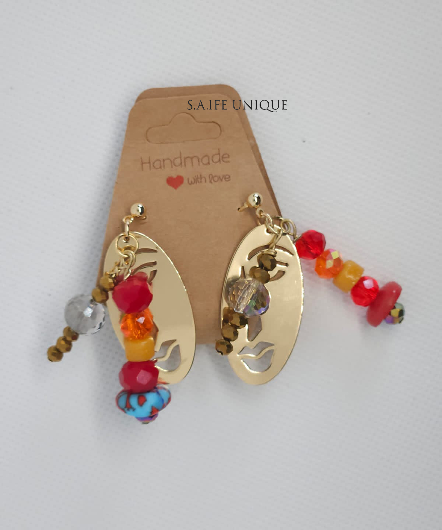 Multicolor/Red Ear Ring