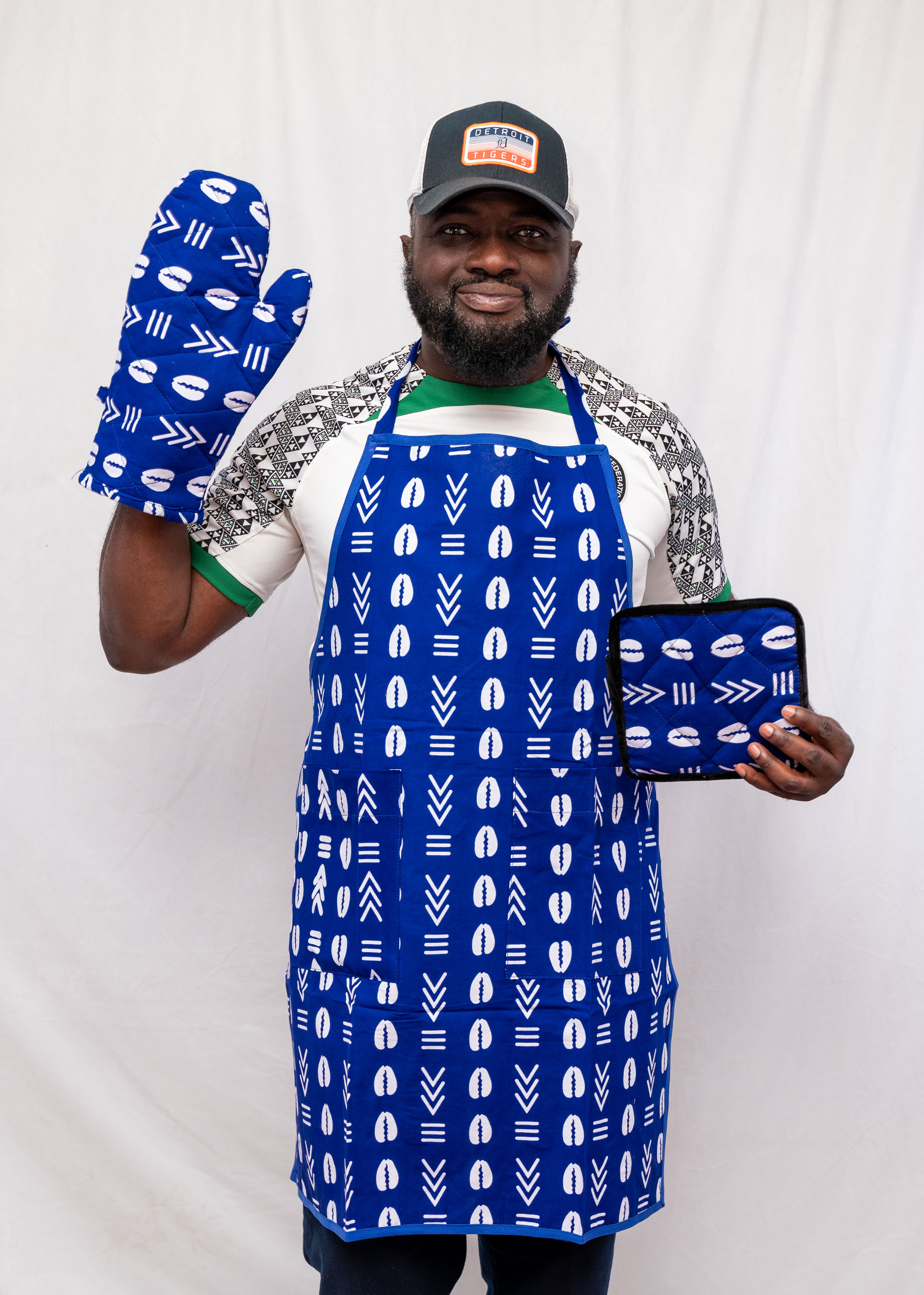 Blue Material Apron Set