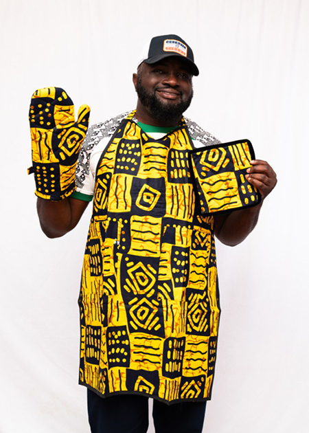 Yellow & Black Material Apron Set