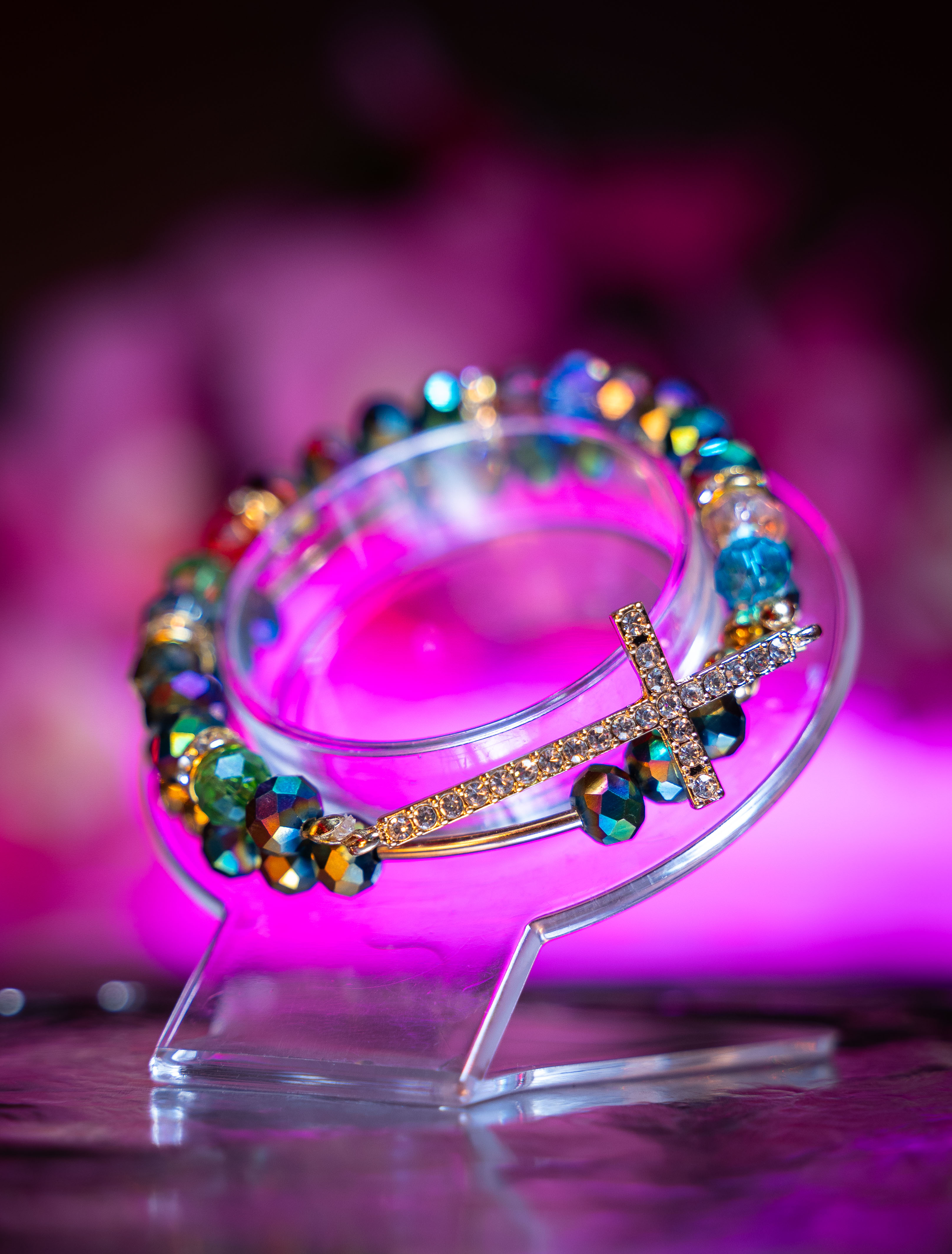 PRISM CROSS BEADED BRACELET