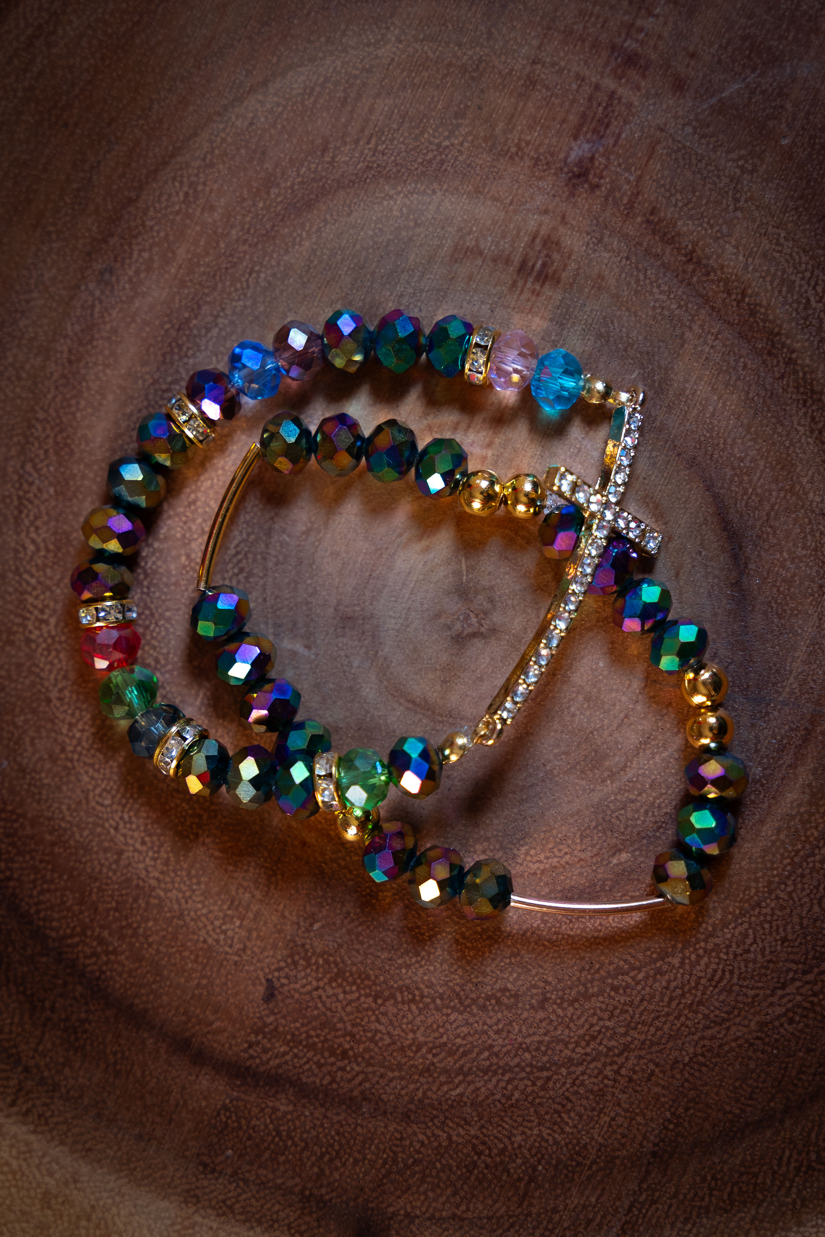 PRISM CROSS BEADED BRACELET