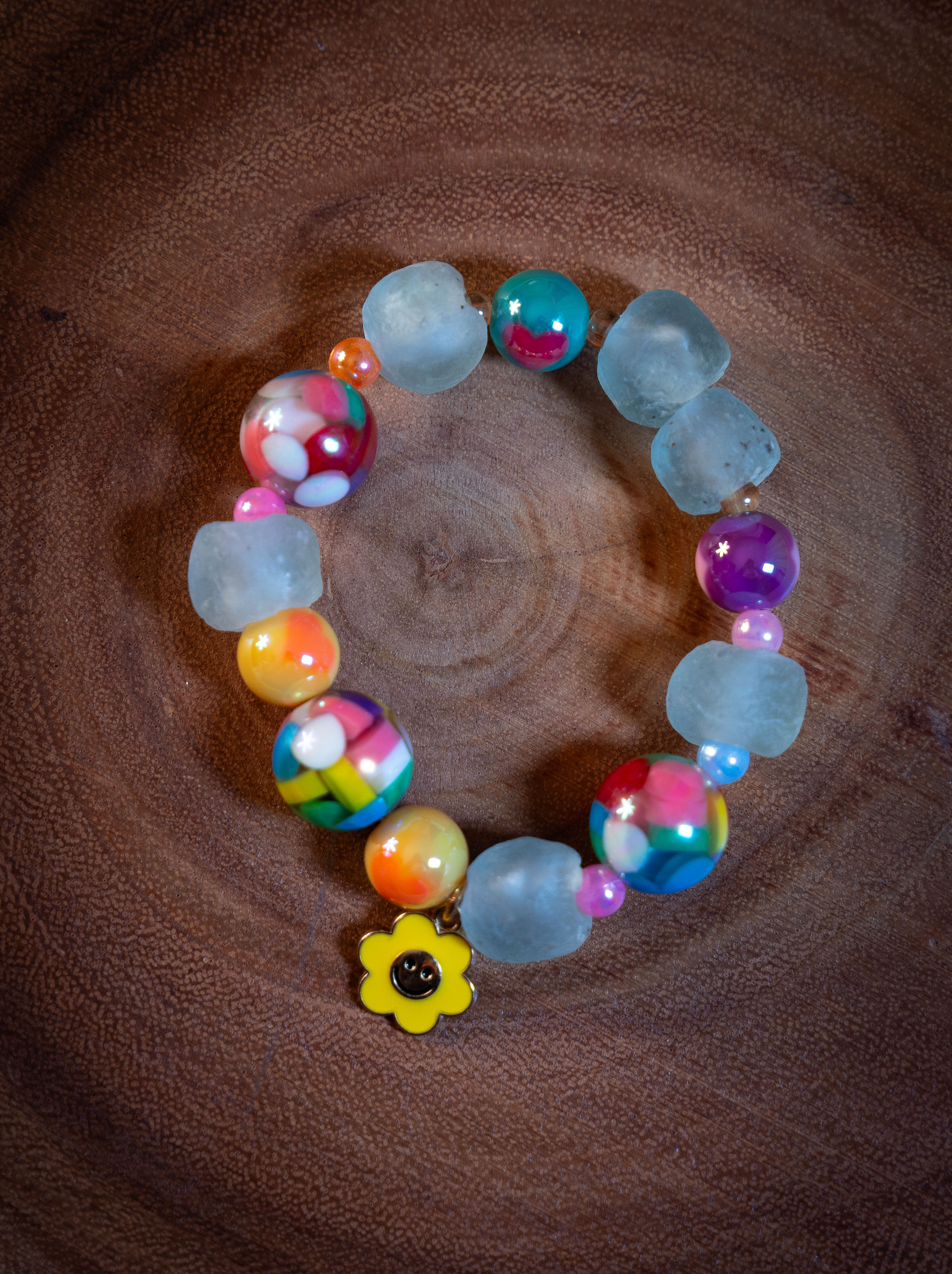 BUBBLE GUM ICE BEADED BRACELET
