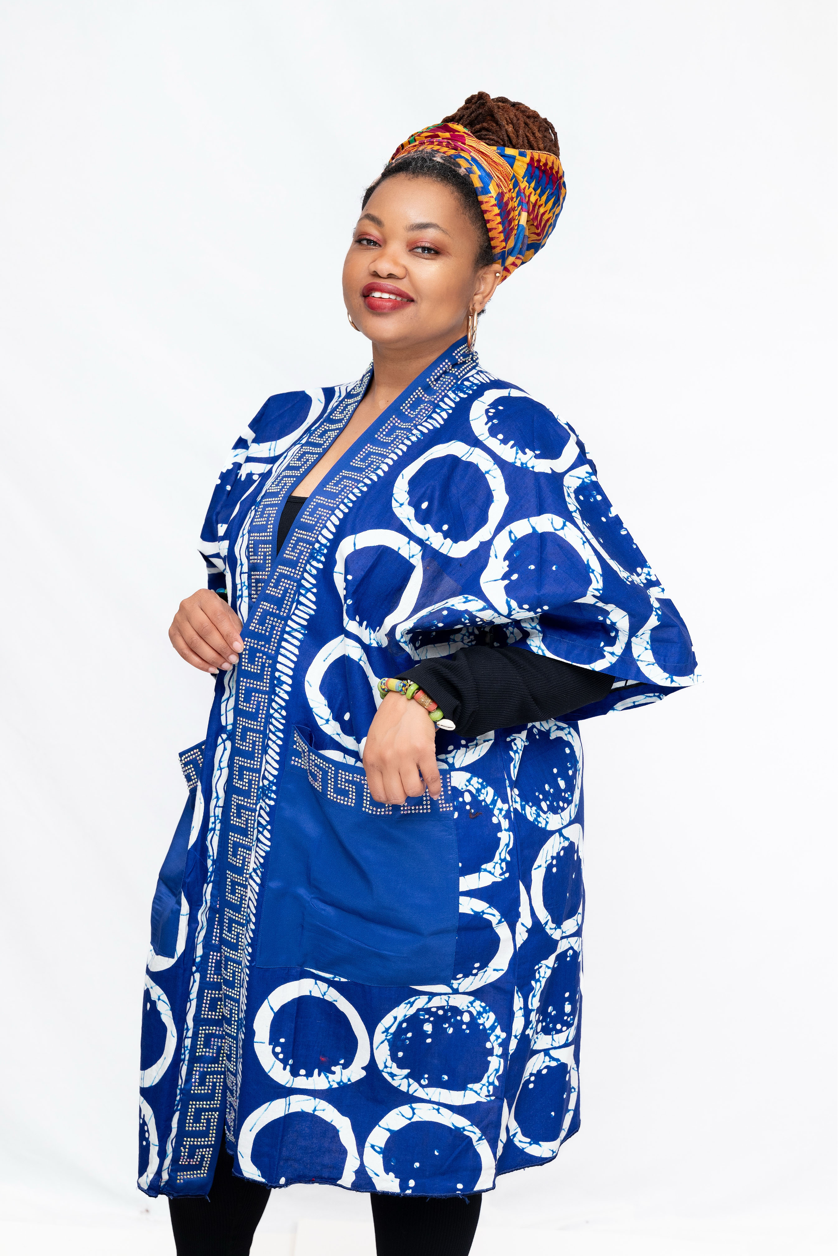 Naija Rich Luxe Ankara Kimono – Royal Blue