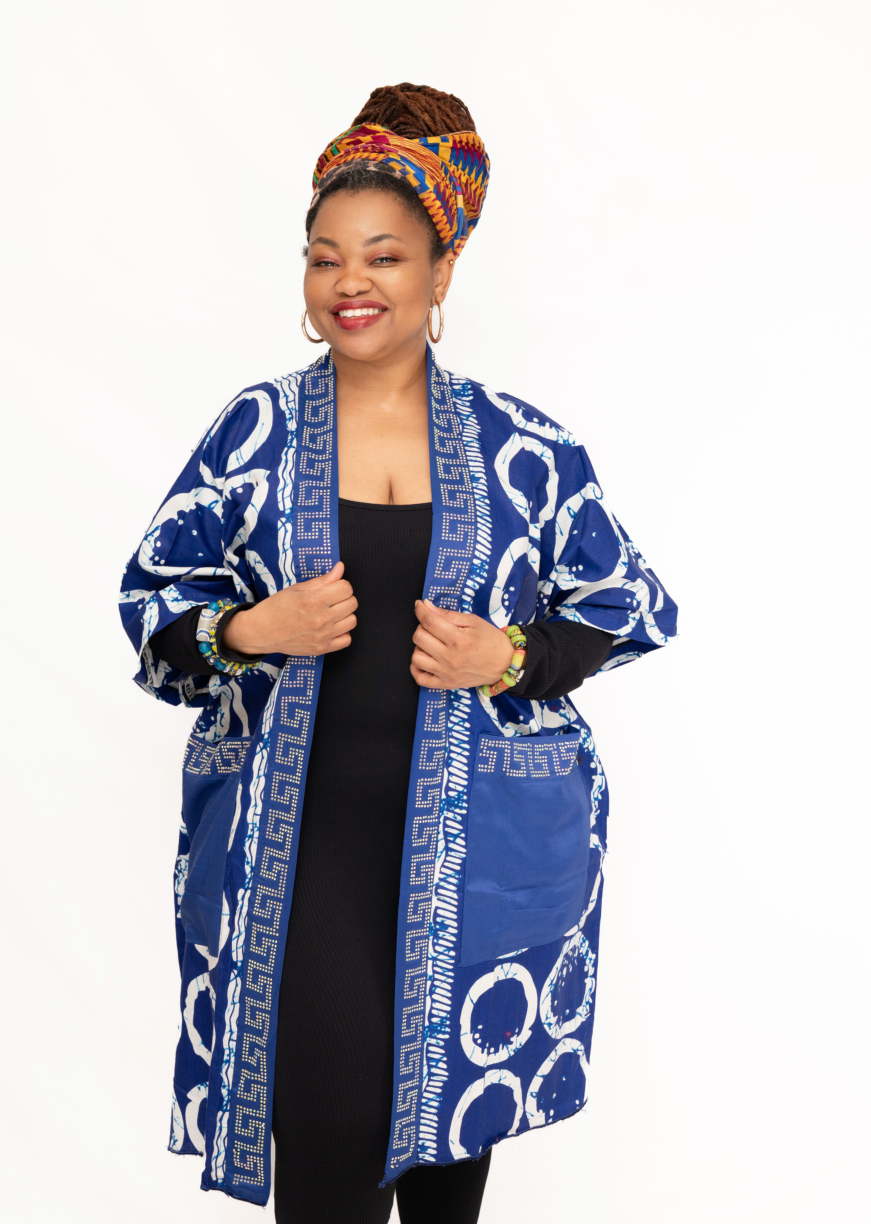 Naija Rich Luxe Ankara Kimono – Royal Blue
