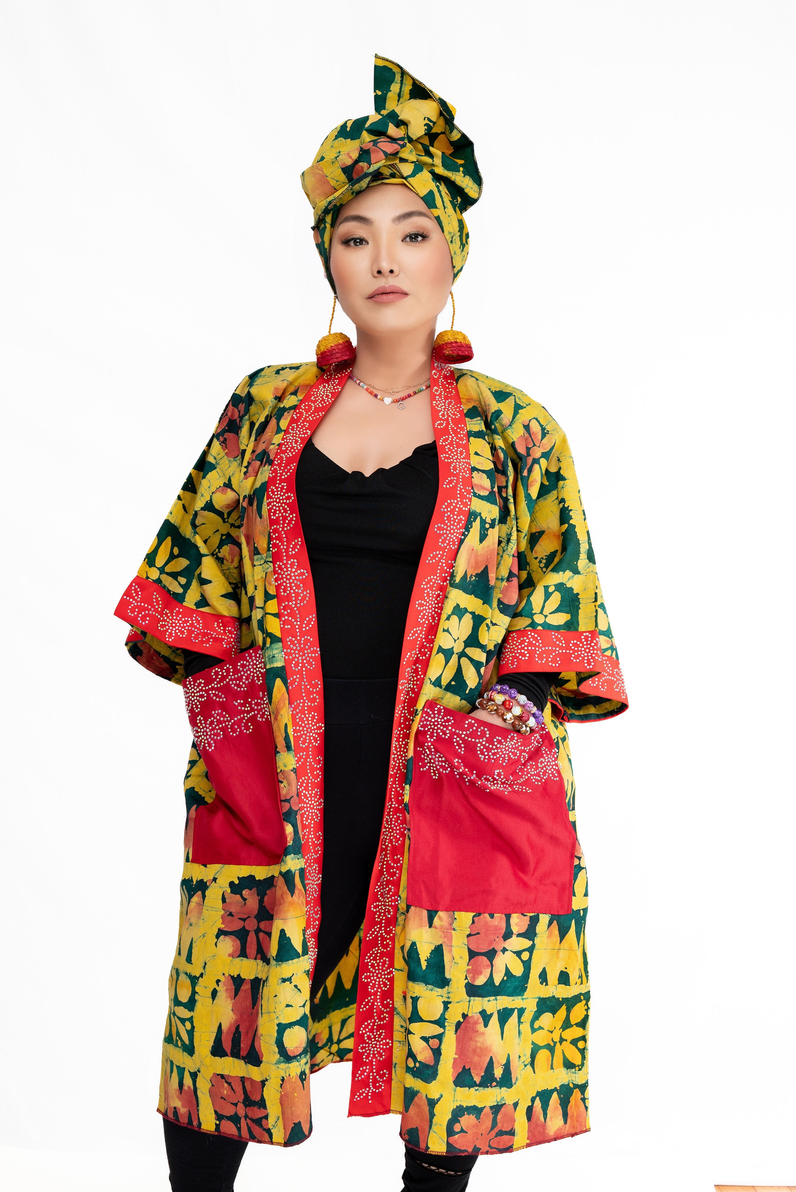 Naija Rich Luxe Kimono – Adire Royal Burst