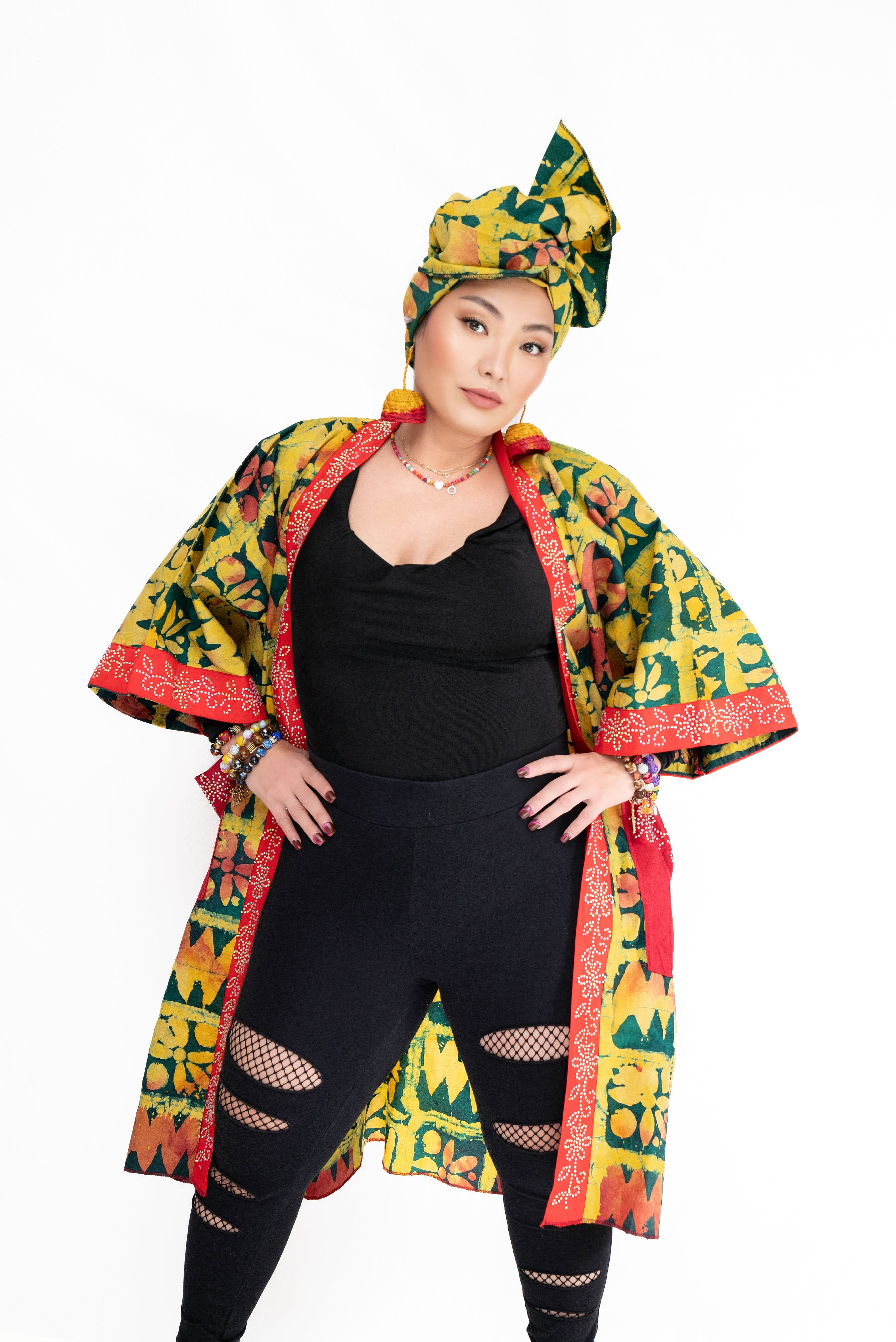 Naija Rich Luxe Kimono – Adire Royal Burst