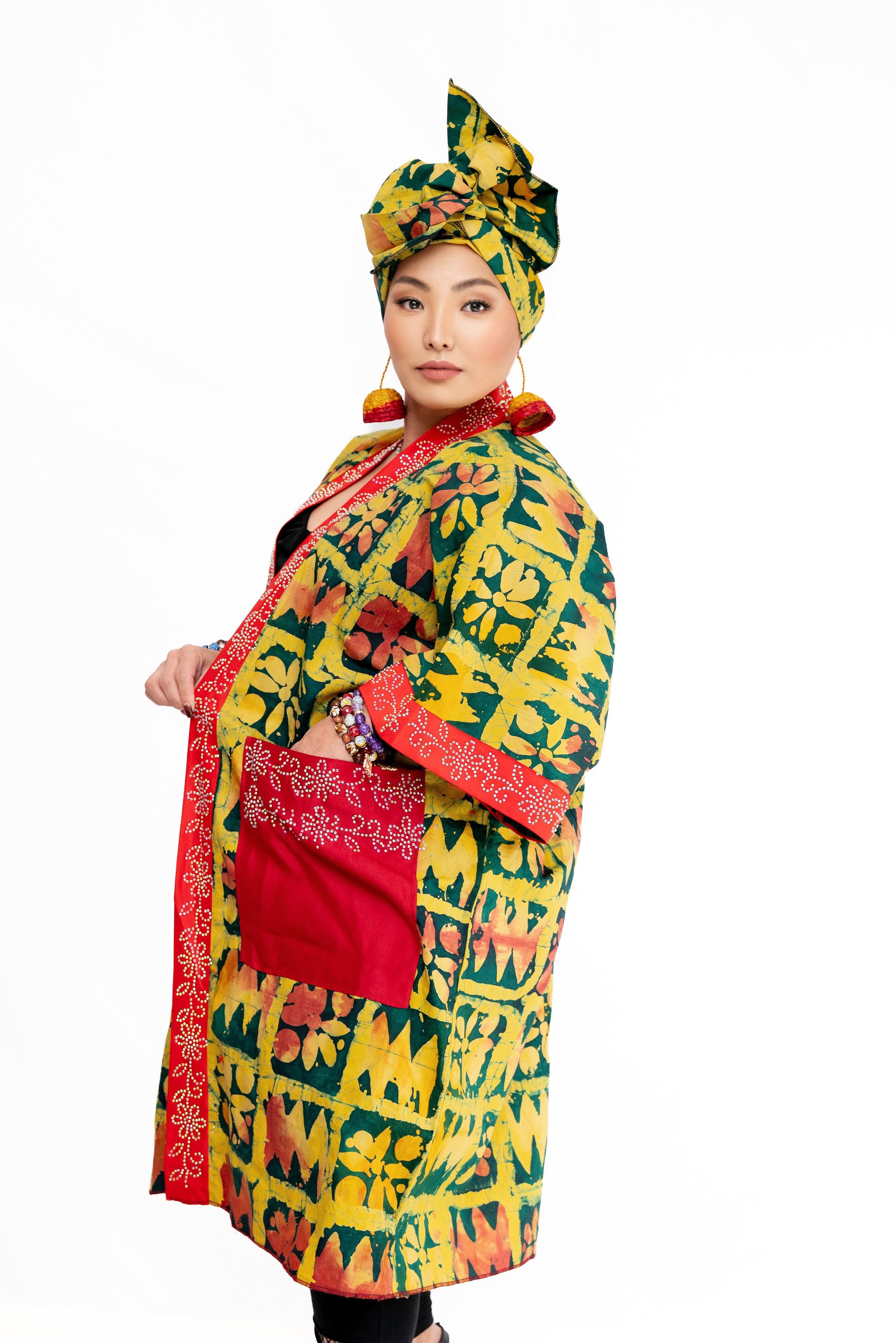 Naija Rich Luxe Kimono – Adire Royal Burst