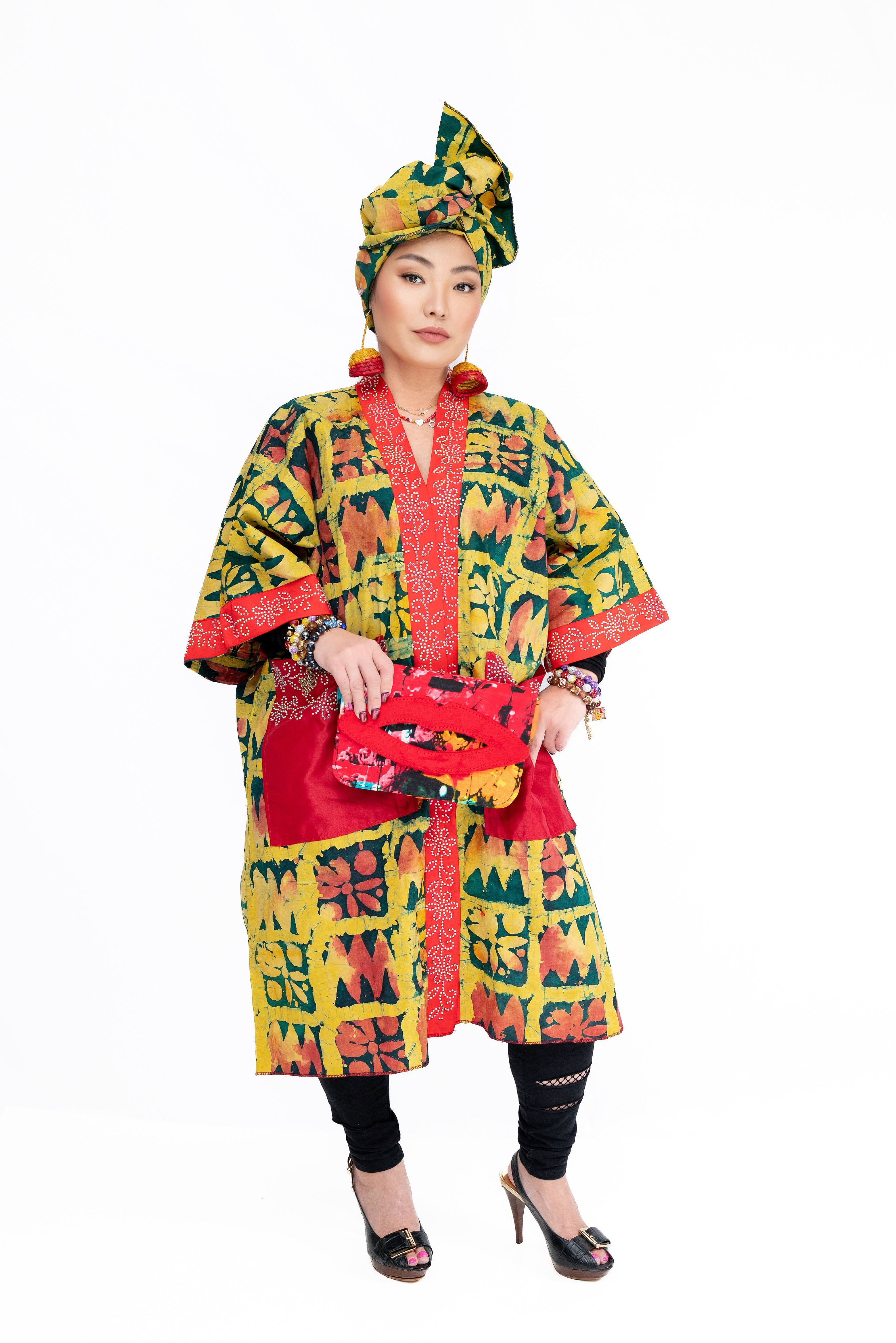 Naija Rich Luxe Kimono – Adire Royal Burst