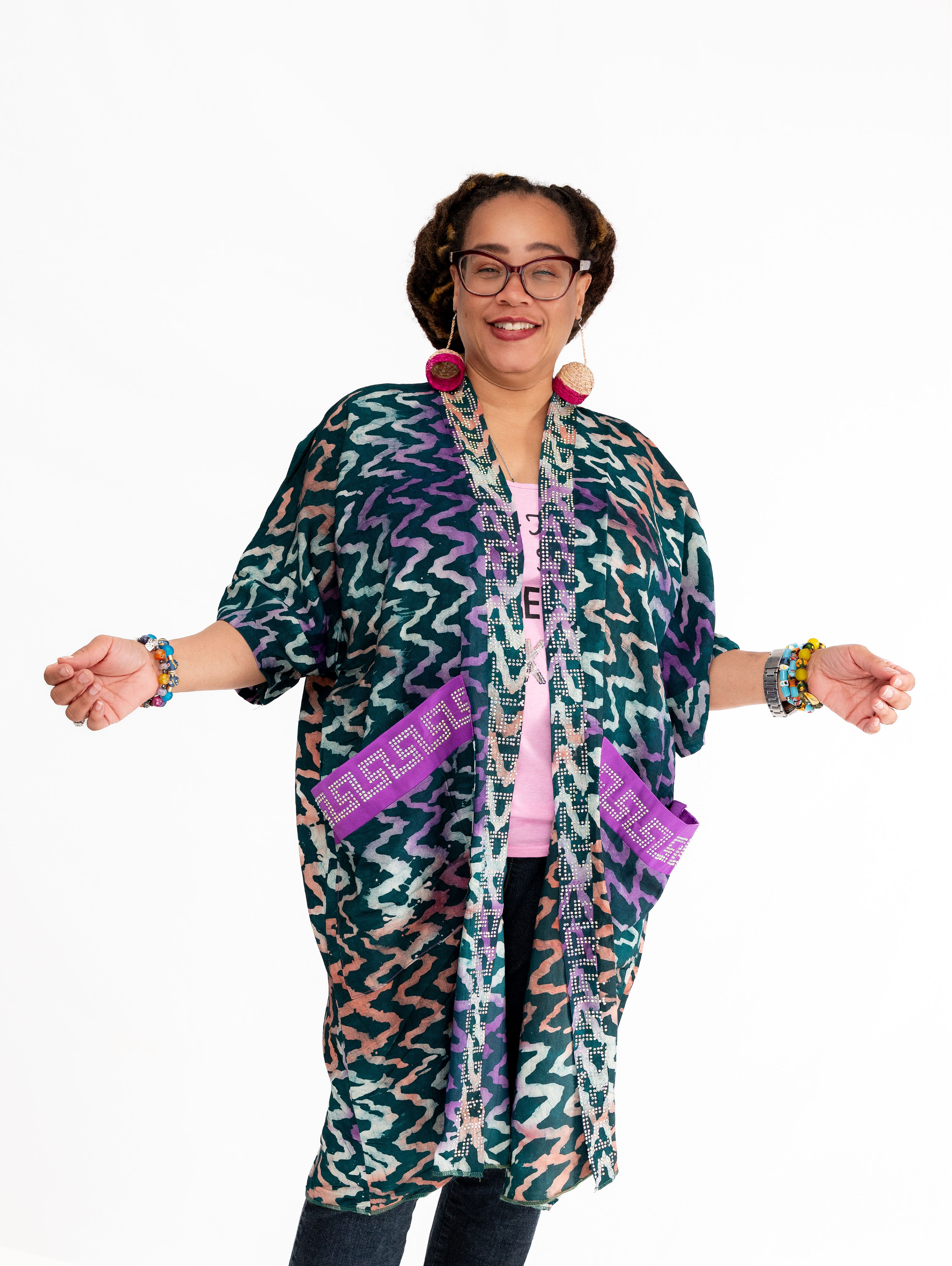 Naija Rich Luxe Kimono – Adire Calm Storm