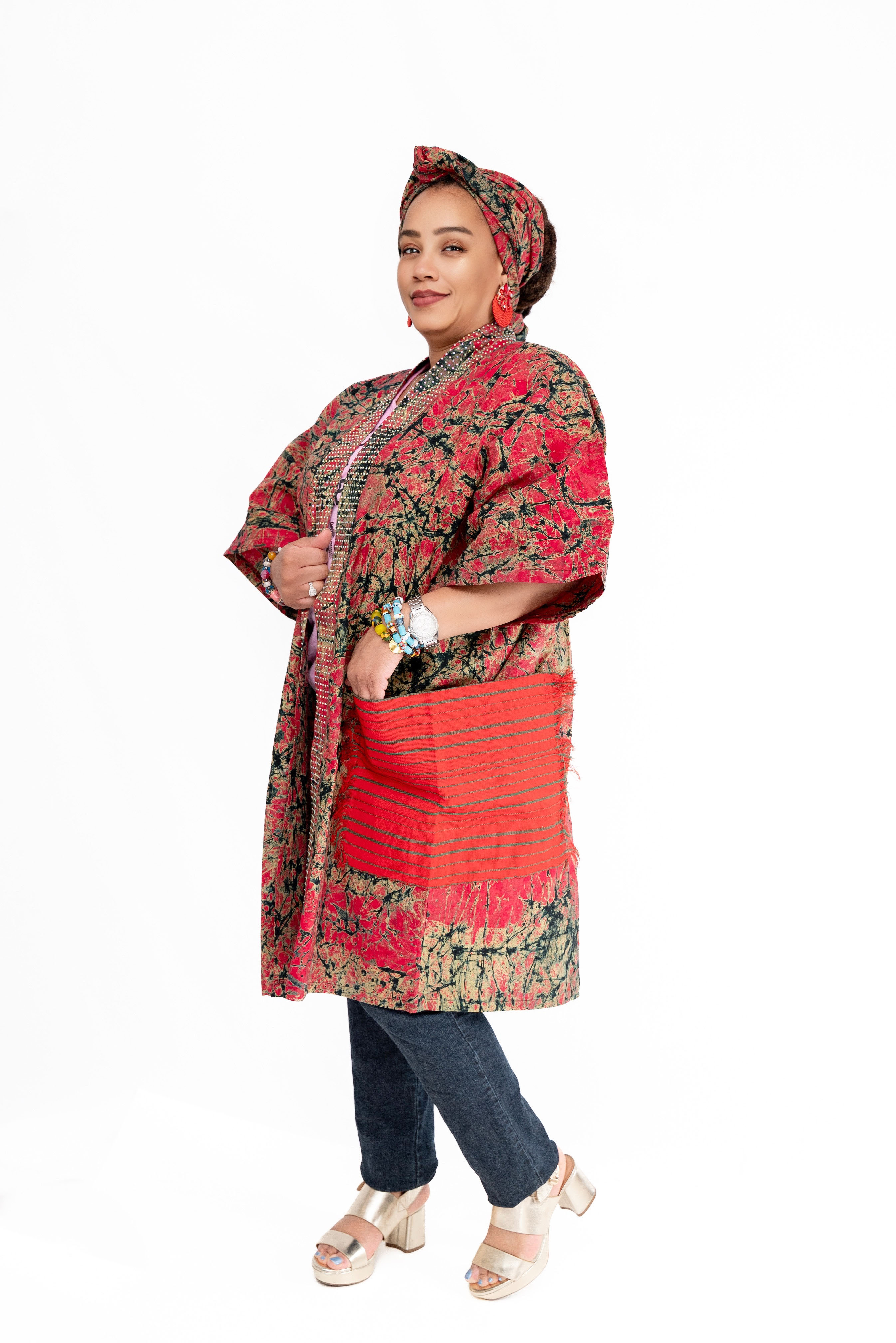 Naija Rich Luxe Kimono – Royal Red Burst Edition