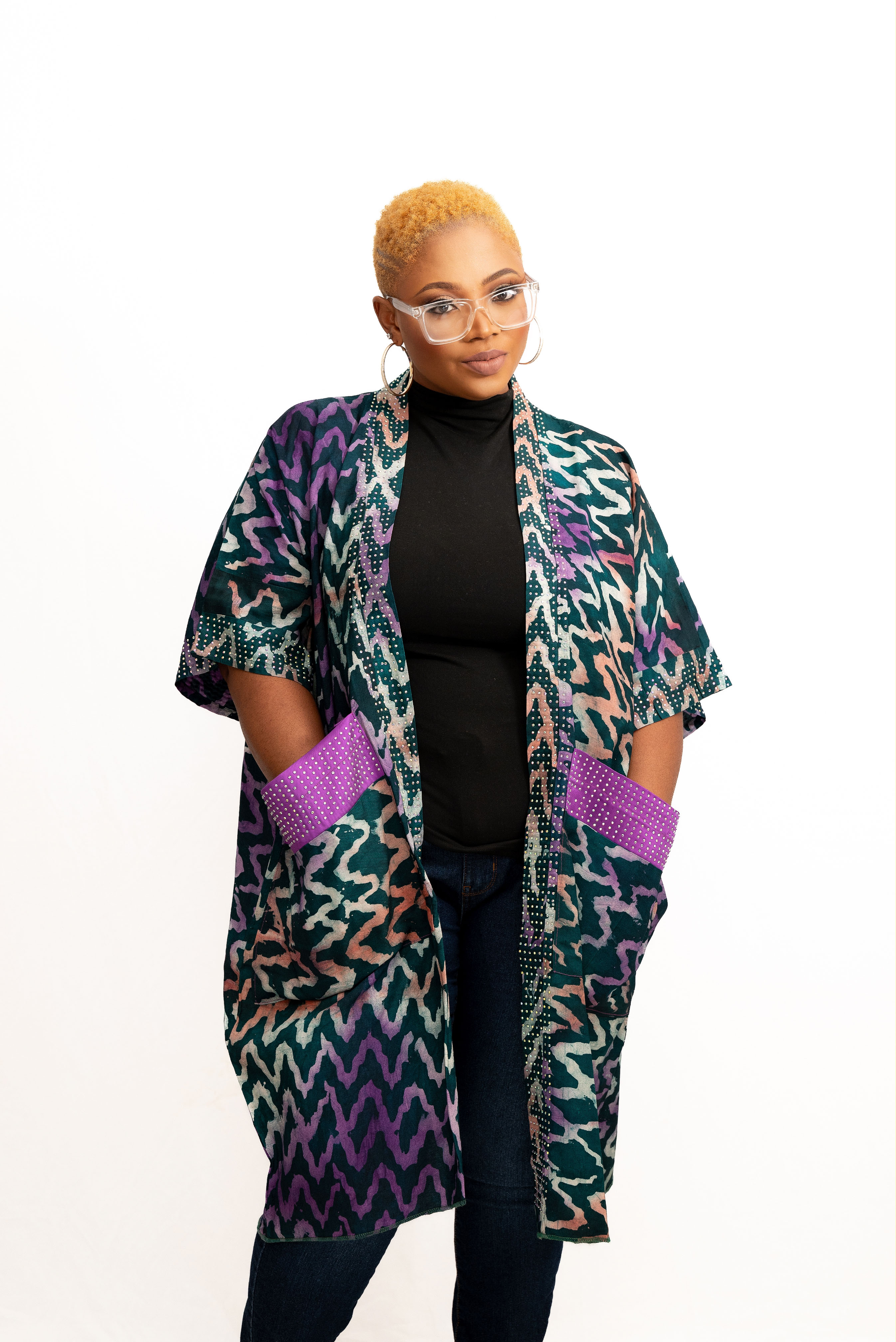 Naija Luxe Kimono – Purple Pulse Edition