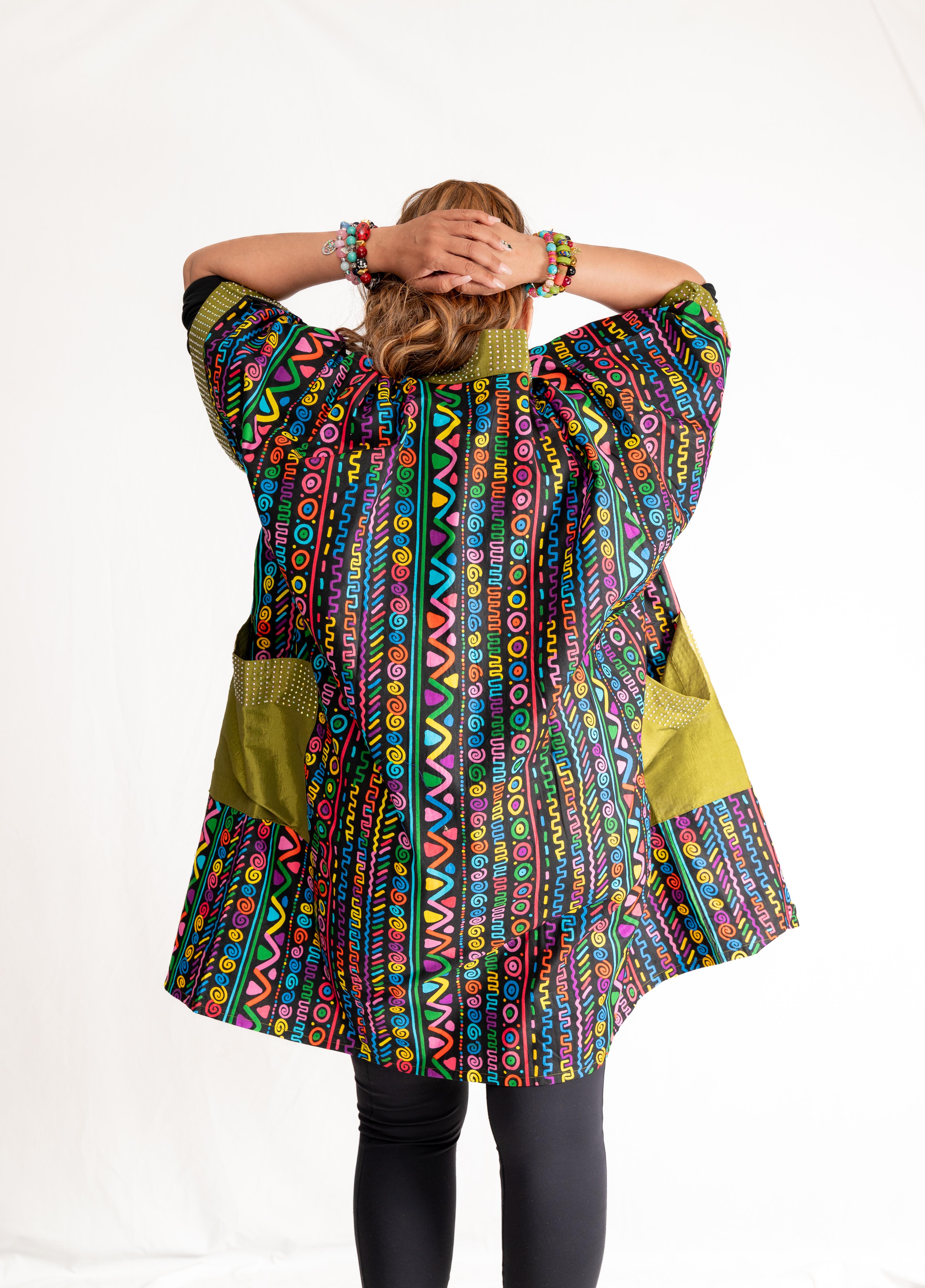 Naija Rich Luxe Kimono – Olive Vibe Edition (Embellished)