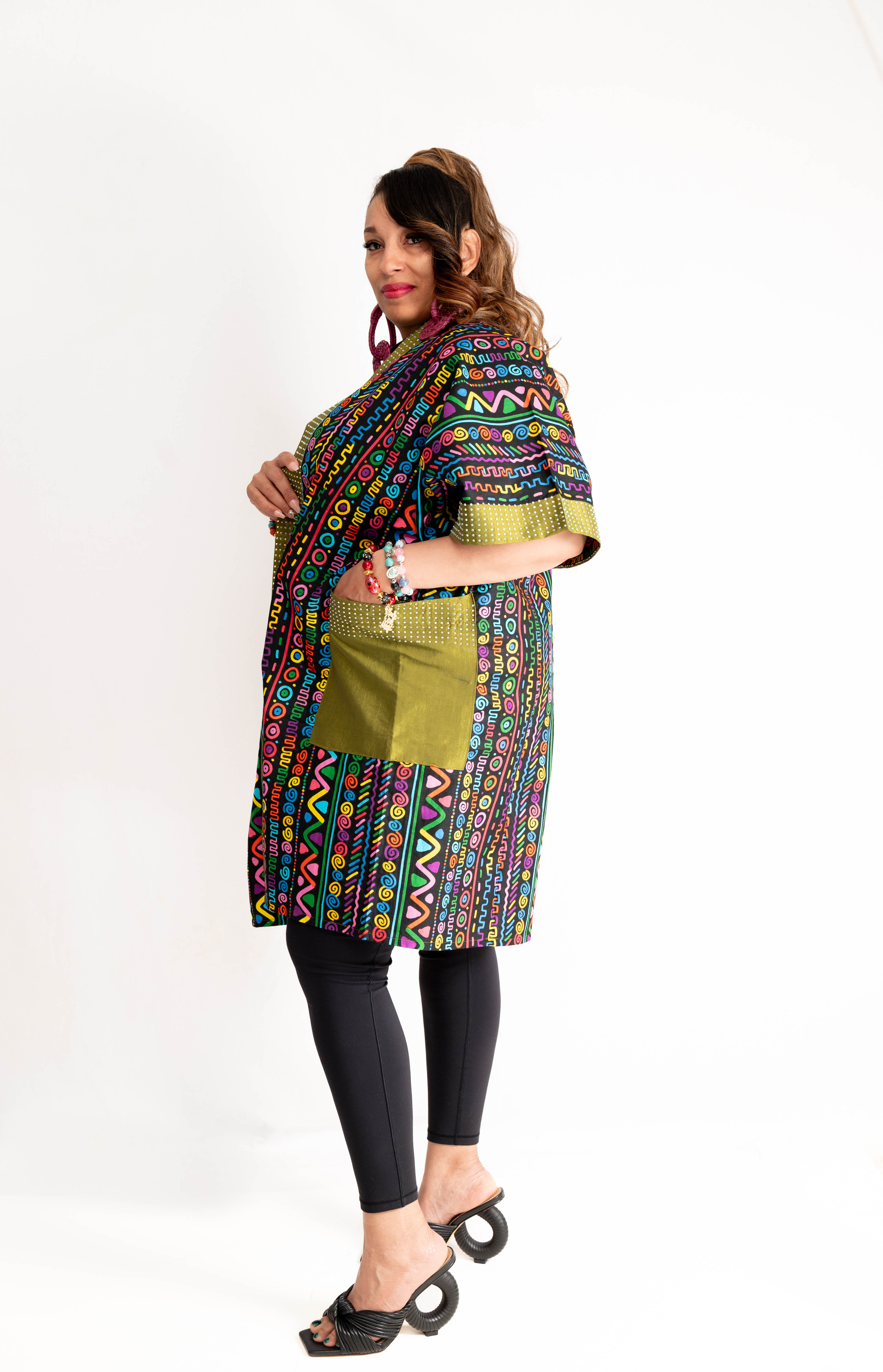 Naija Rich Luxe Kimono – Olive Vibe Edition (Embellished)