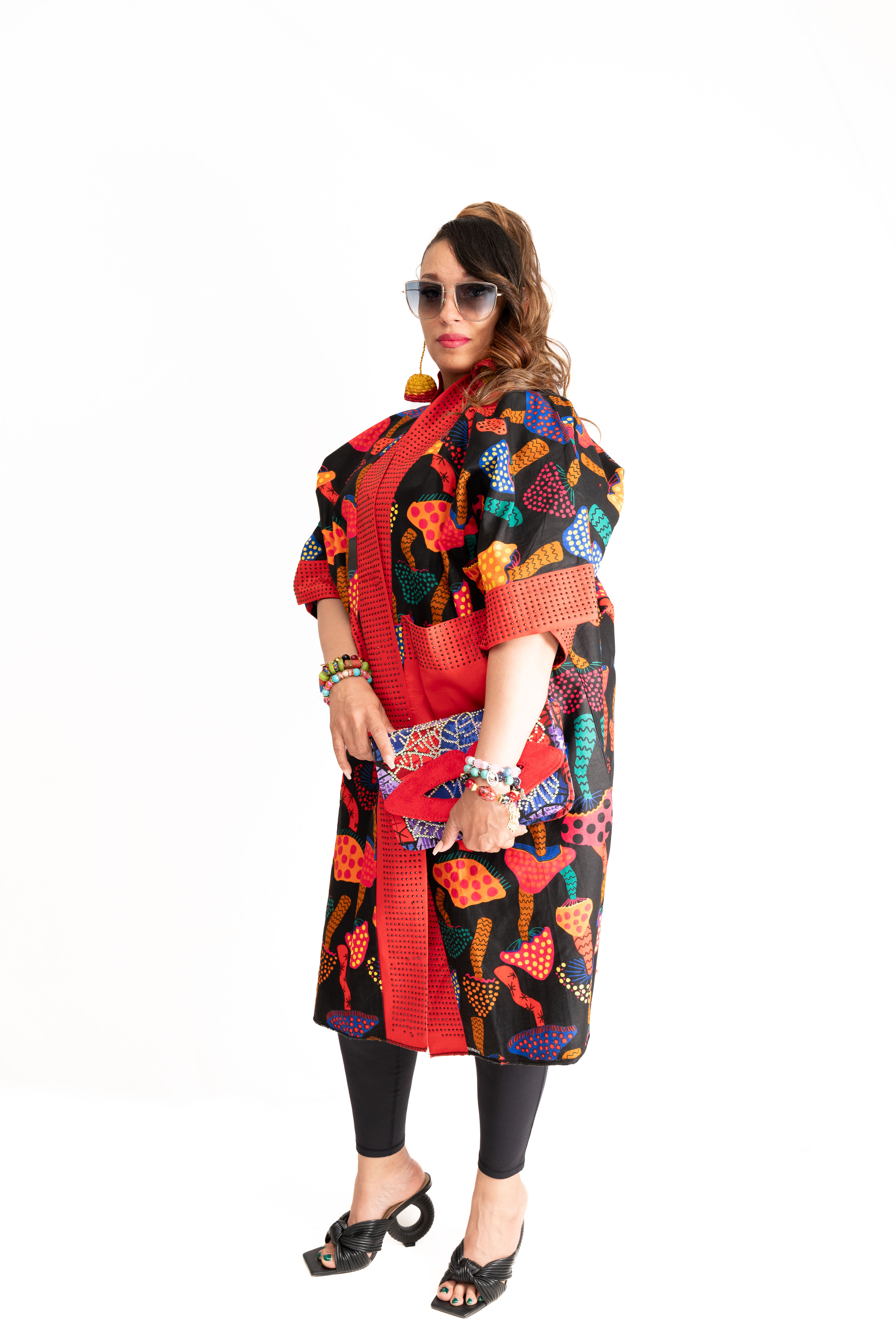 Naija Rich Luxe Kimono – Mushroom Spice Edition (Embellished)