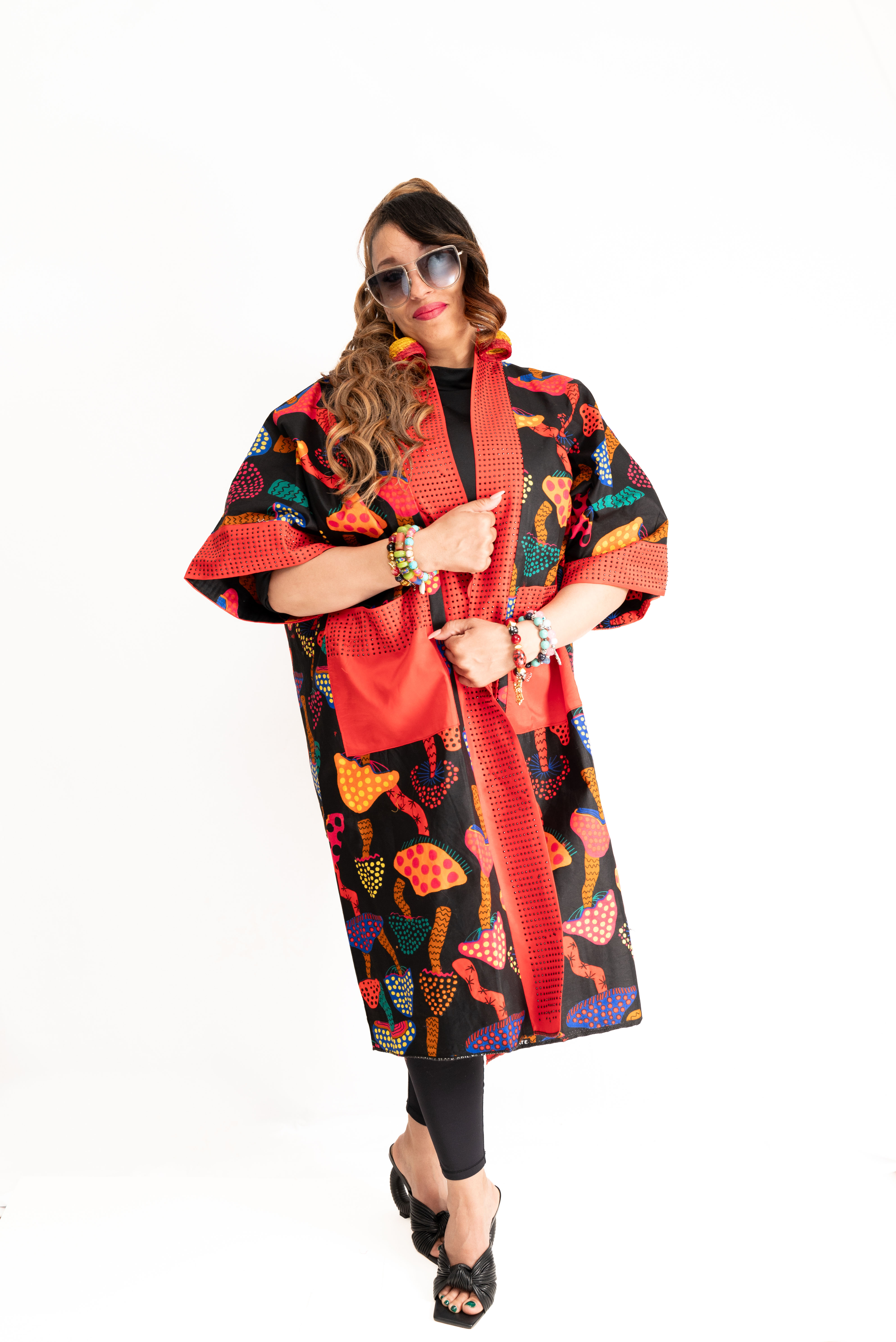 Naija Rich Luxe Kimono – Mushroom Spice Edition (Embellished)