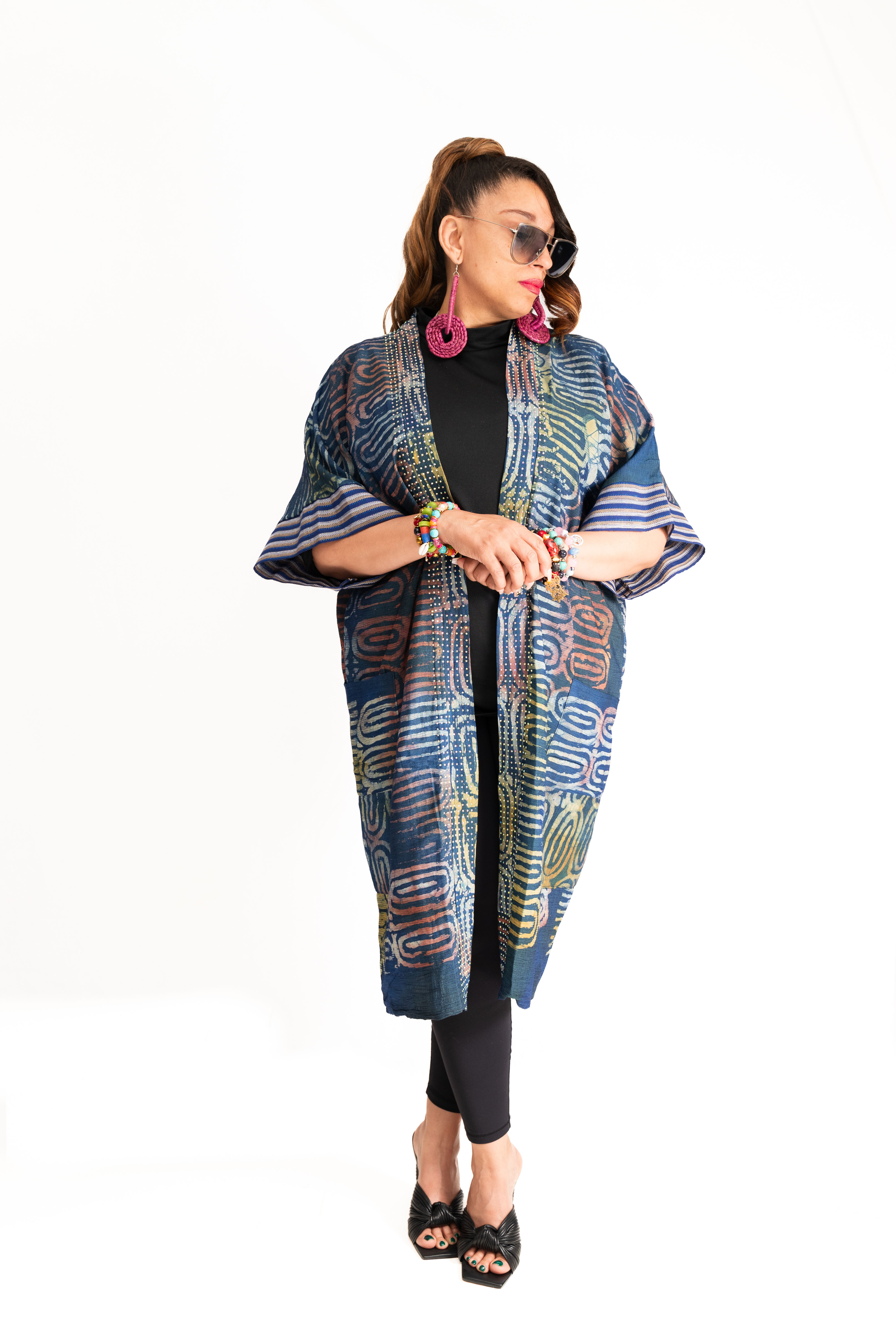 Naija Rich Luxe Kimono – Indigo Wave Edition