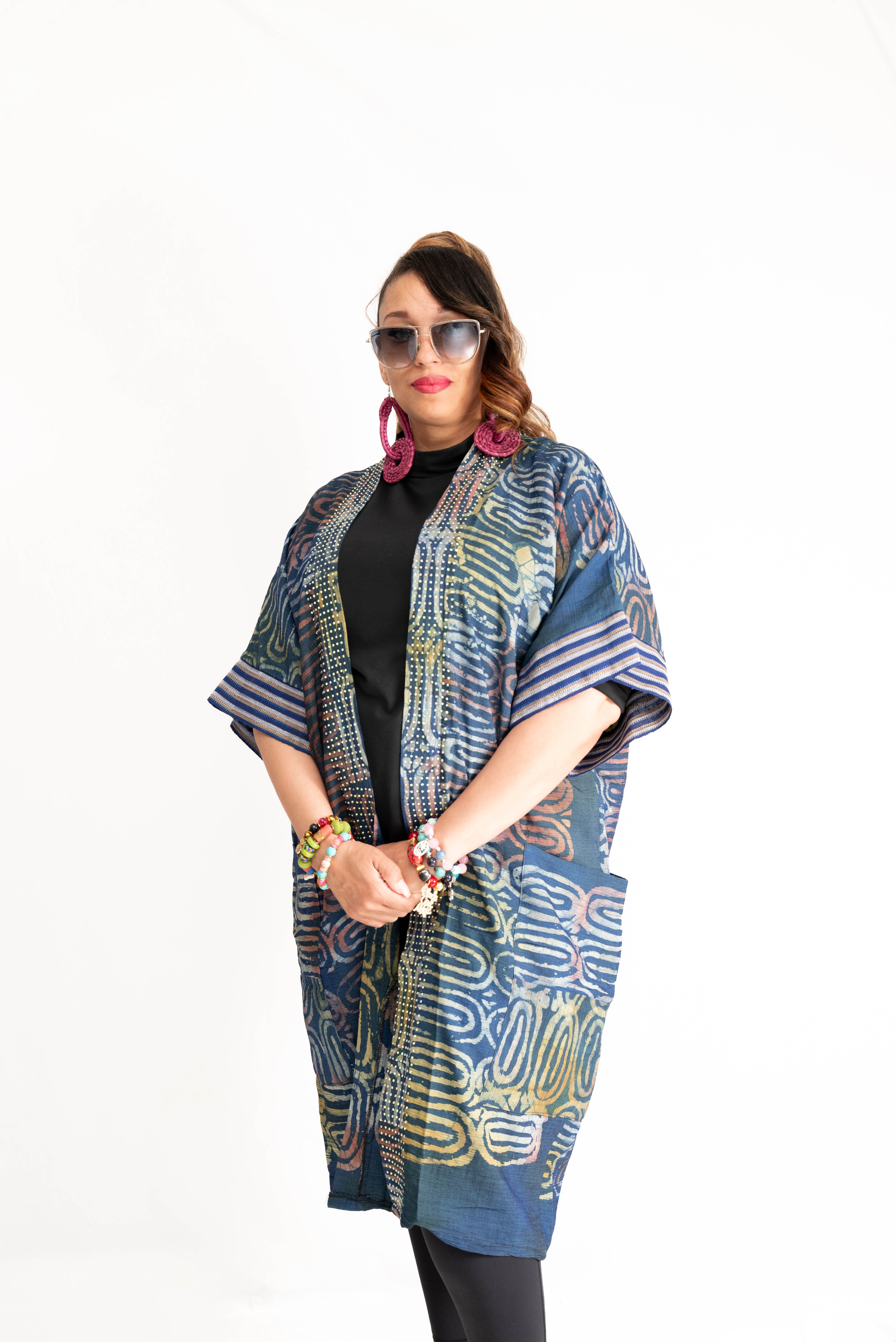 Naija Rich Luxe Kimono – Indigo Wave Edition