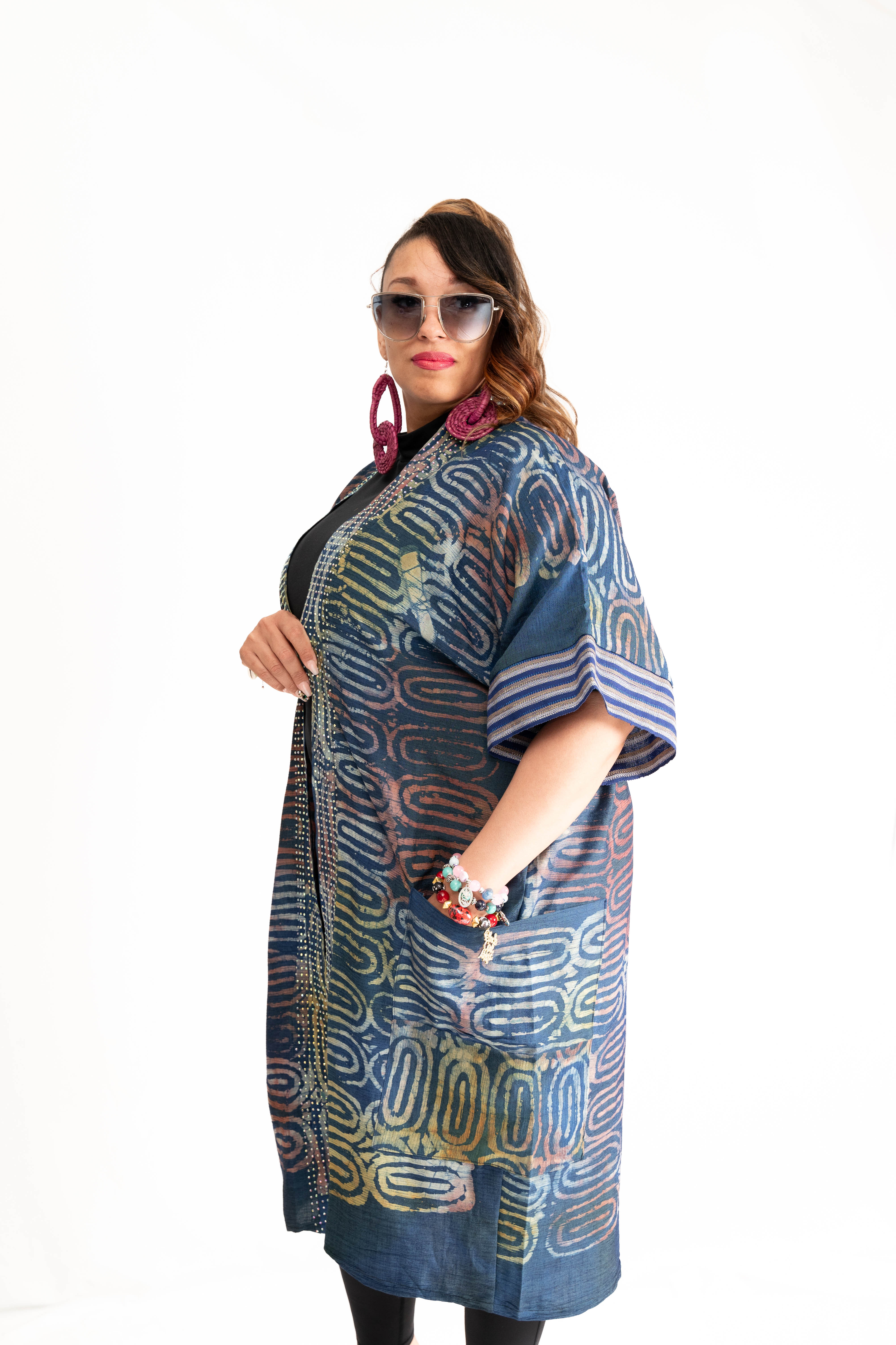Naija Rich Luxe Kimono – Indigo Wave Edition