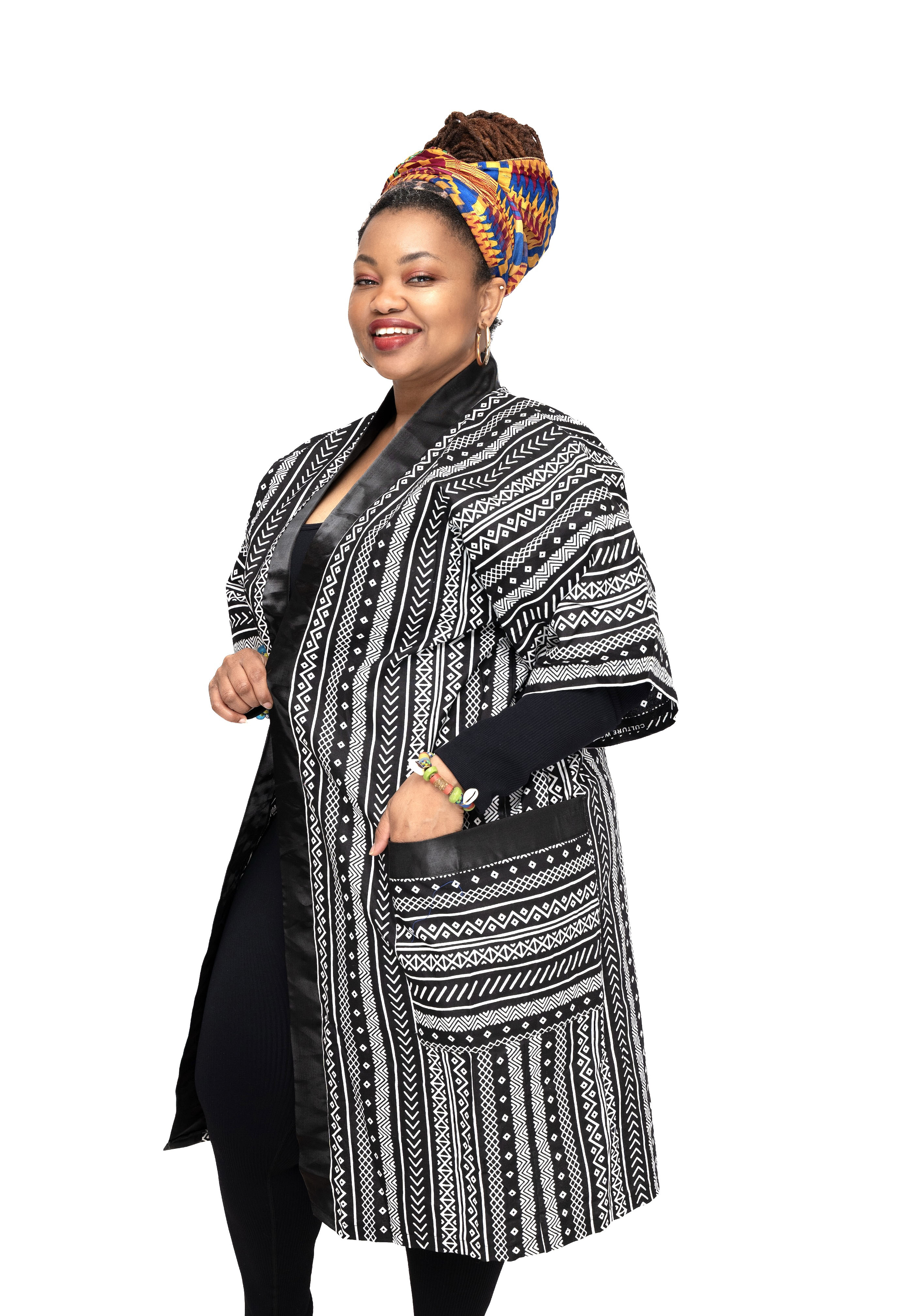 Naija Vibe Kimono – Monochrome Majesty