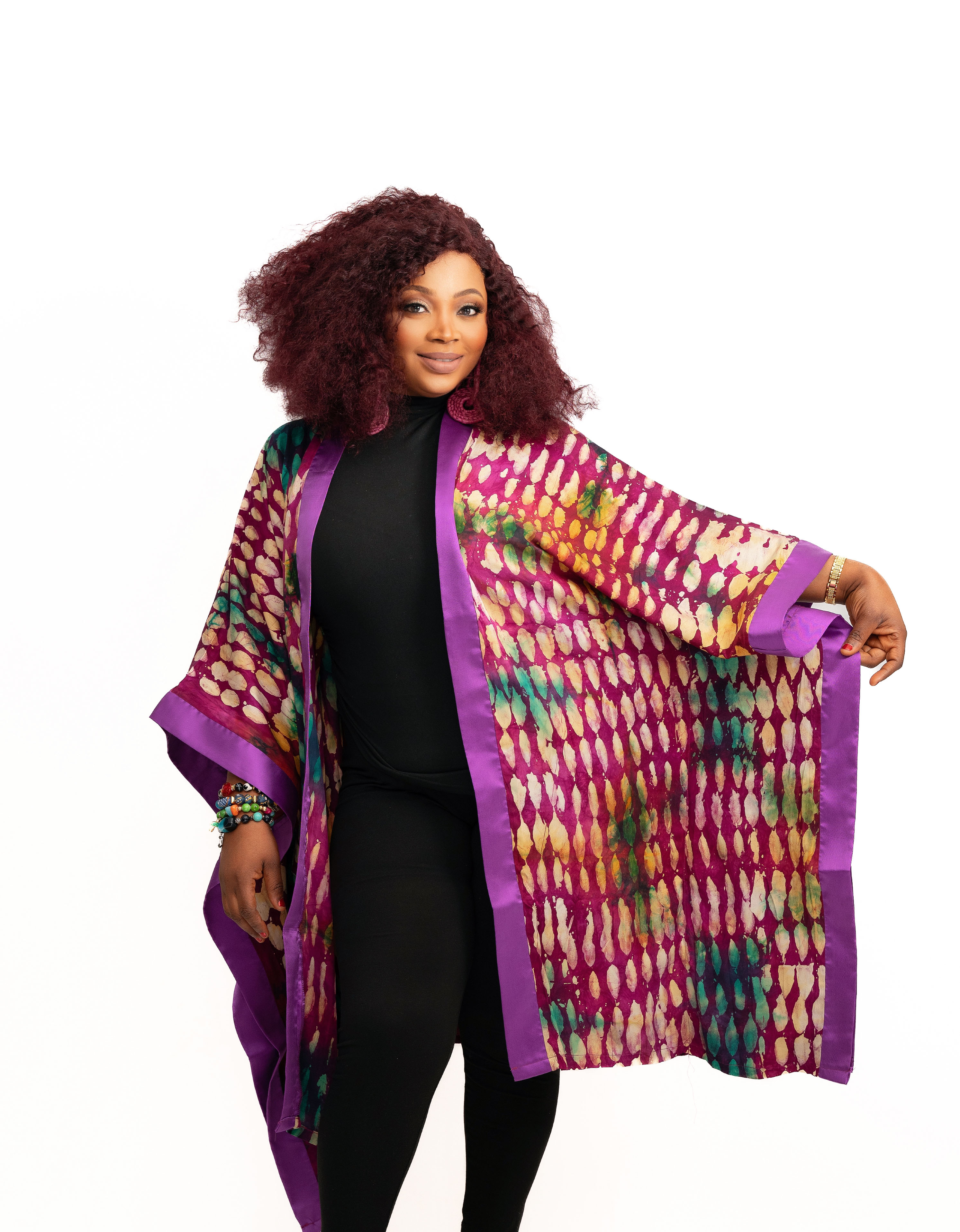 Naija Vibe Kimono – Violet Ember Edition