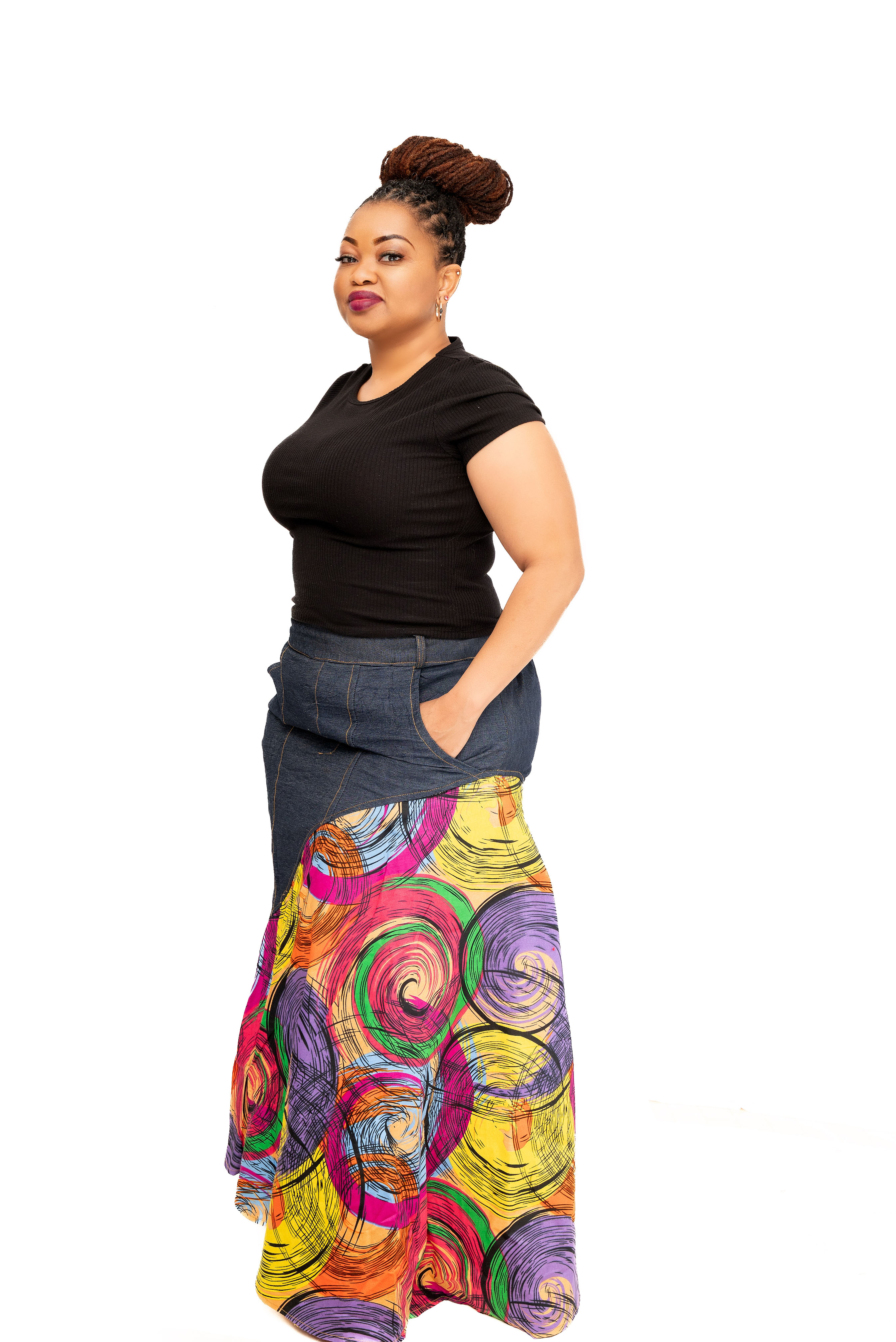 Afrofusion denim Flare Skirt