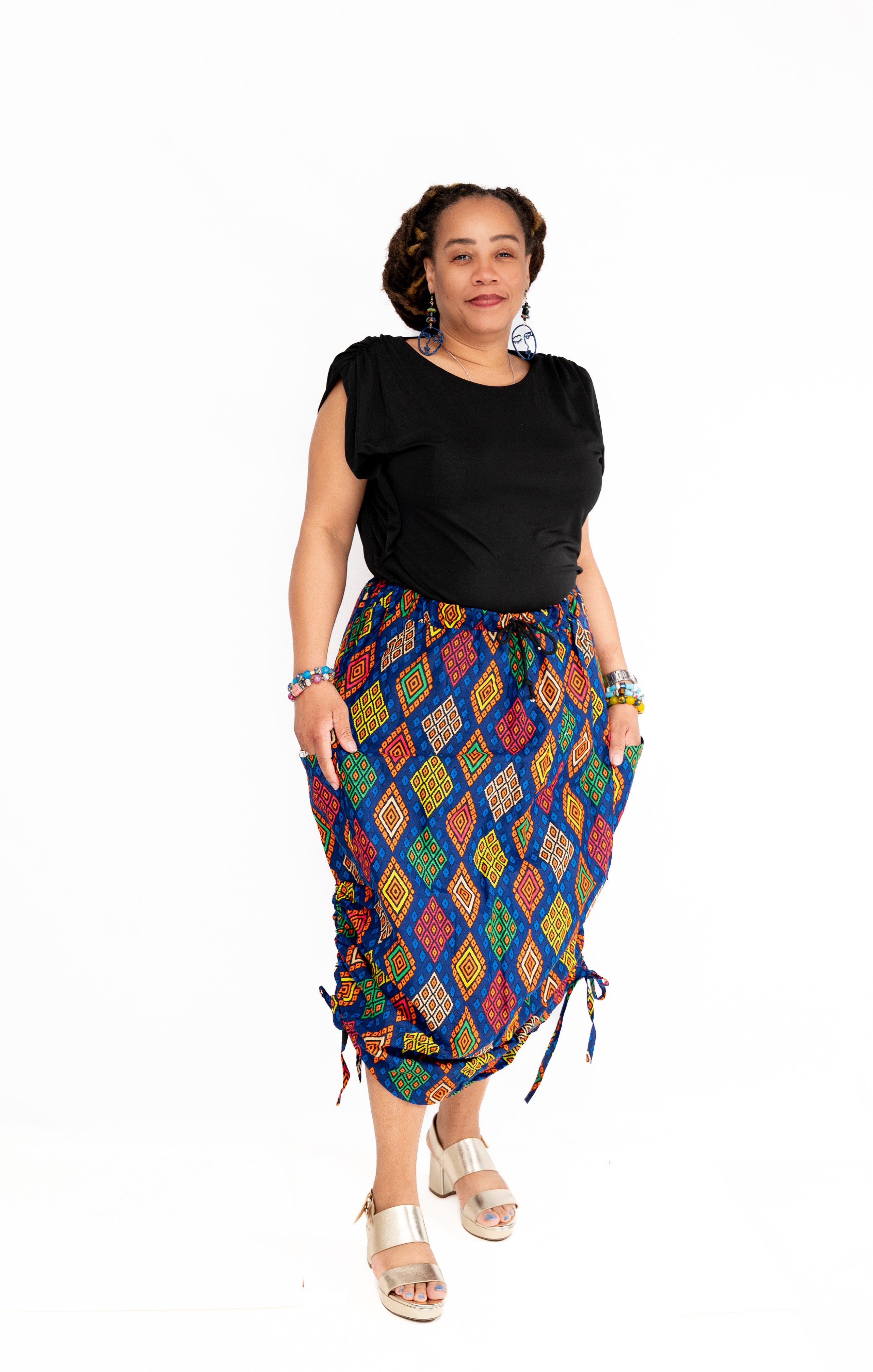 MIA Ruched Ankara Skirt