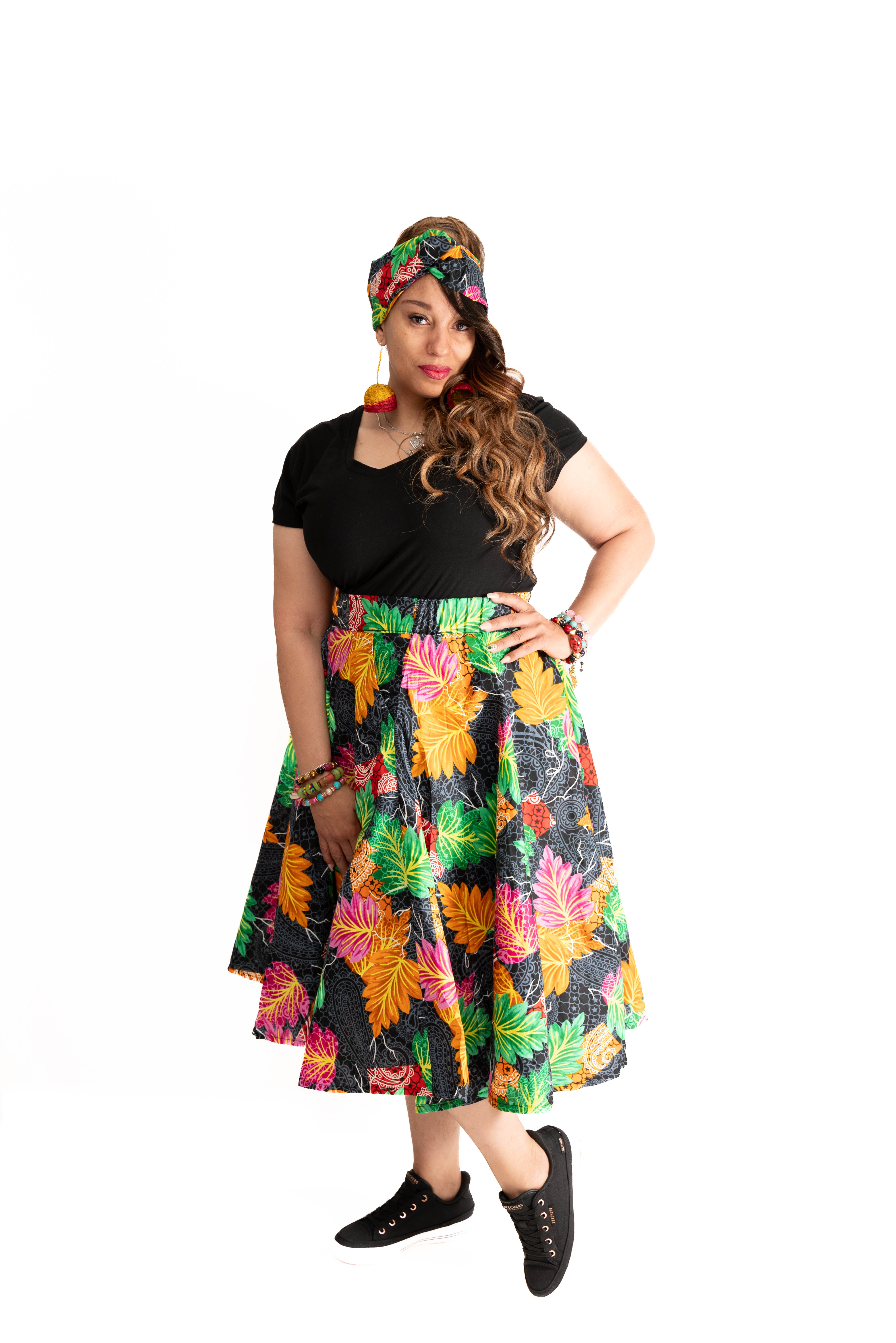AfroBloom Midi Skirt