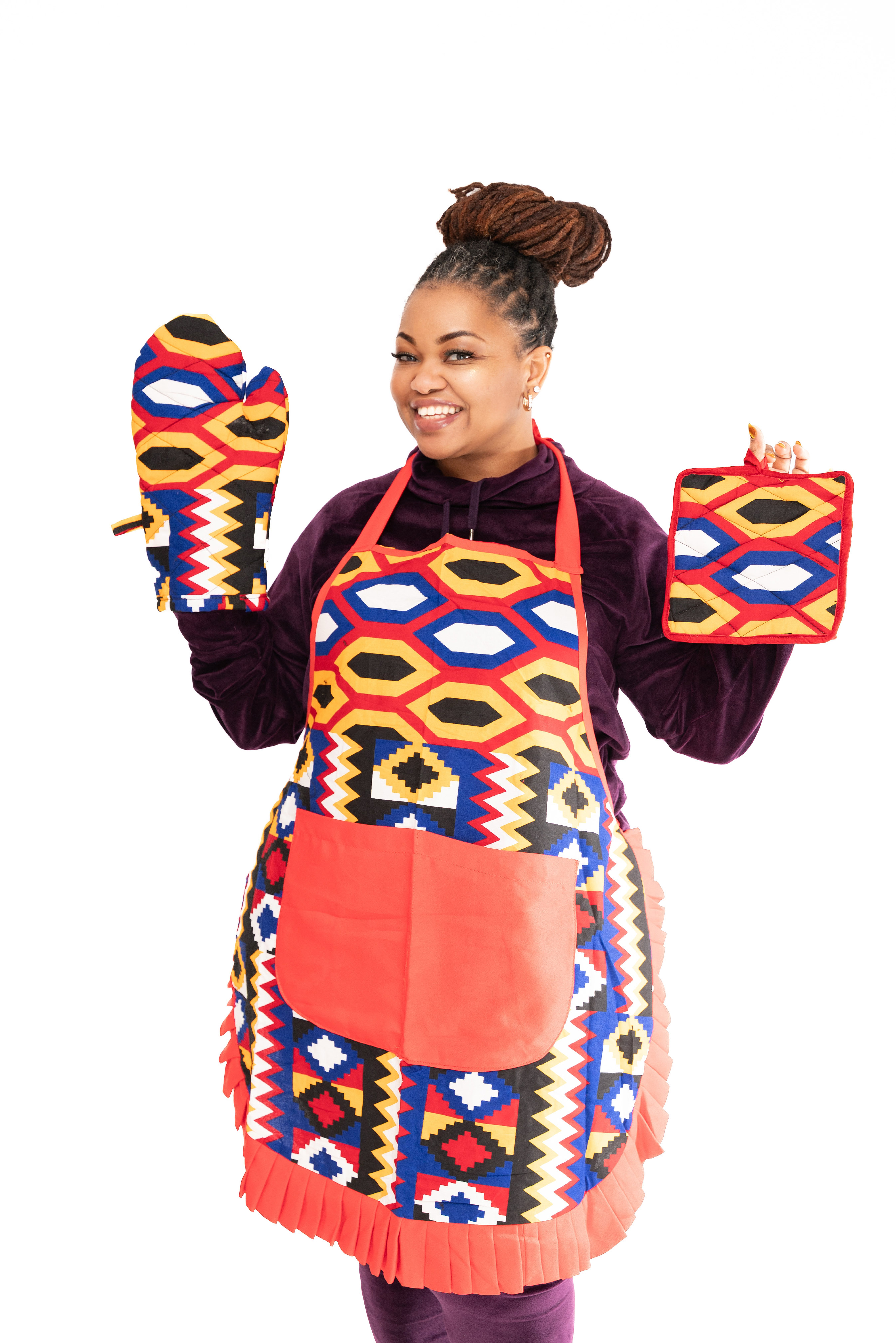 Bold & Beautiful Ankara Apron Set