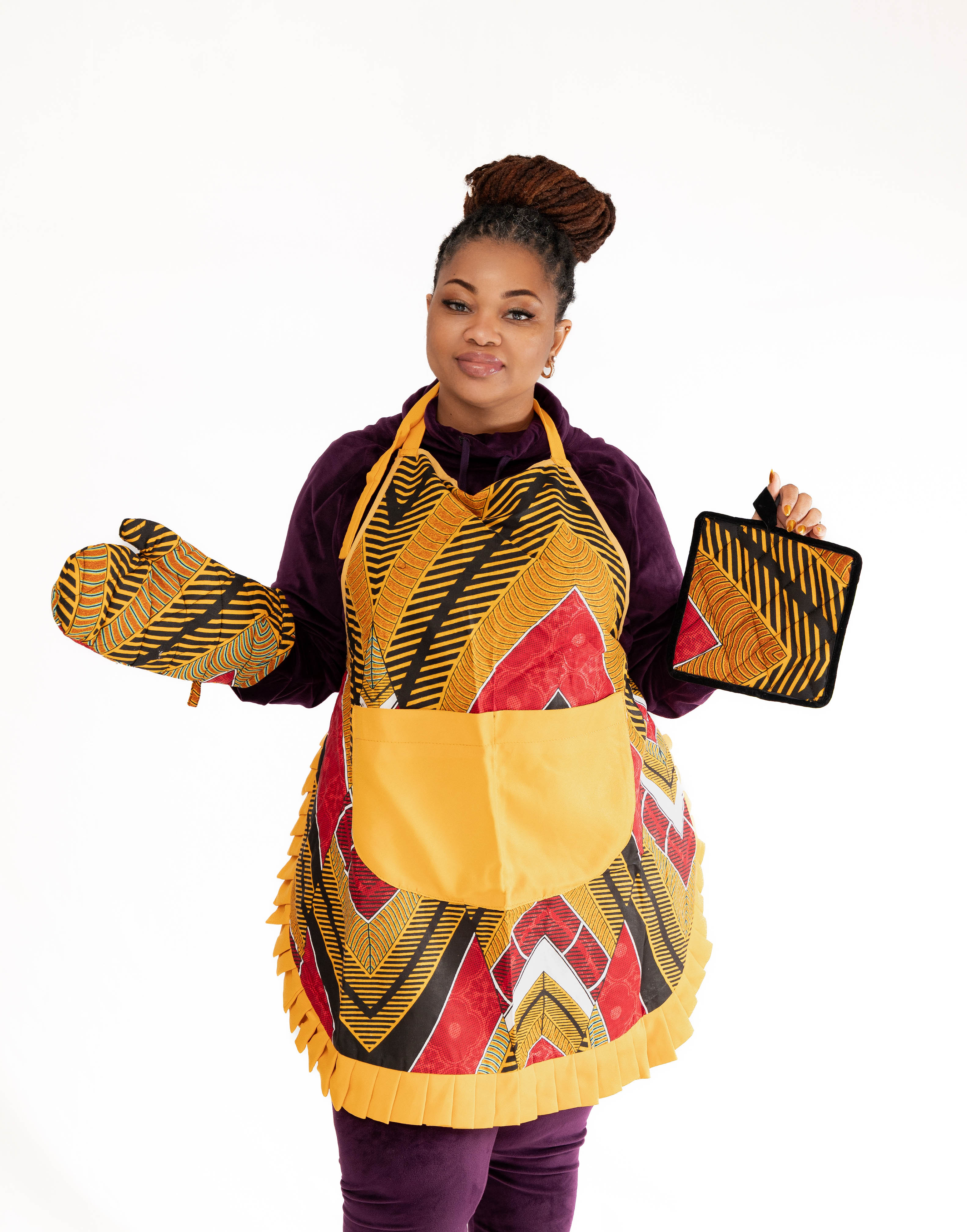 Bold & Beautiful Ankara Apron Set