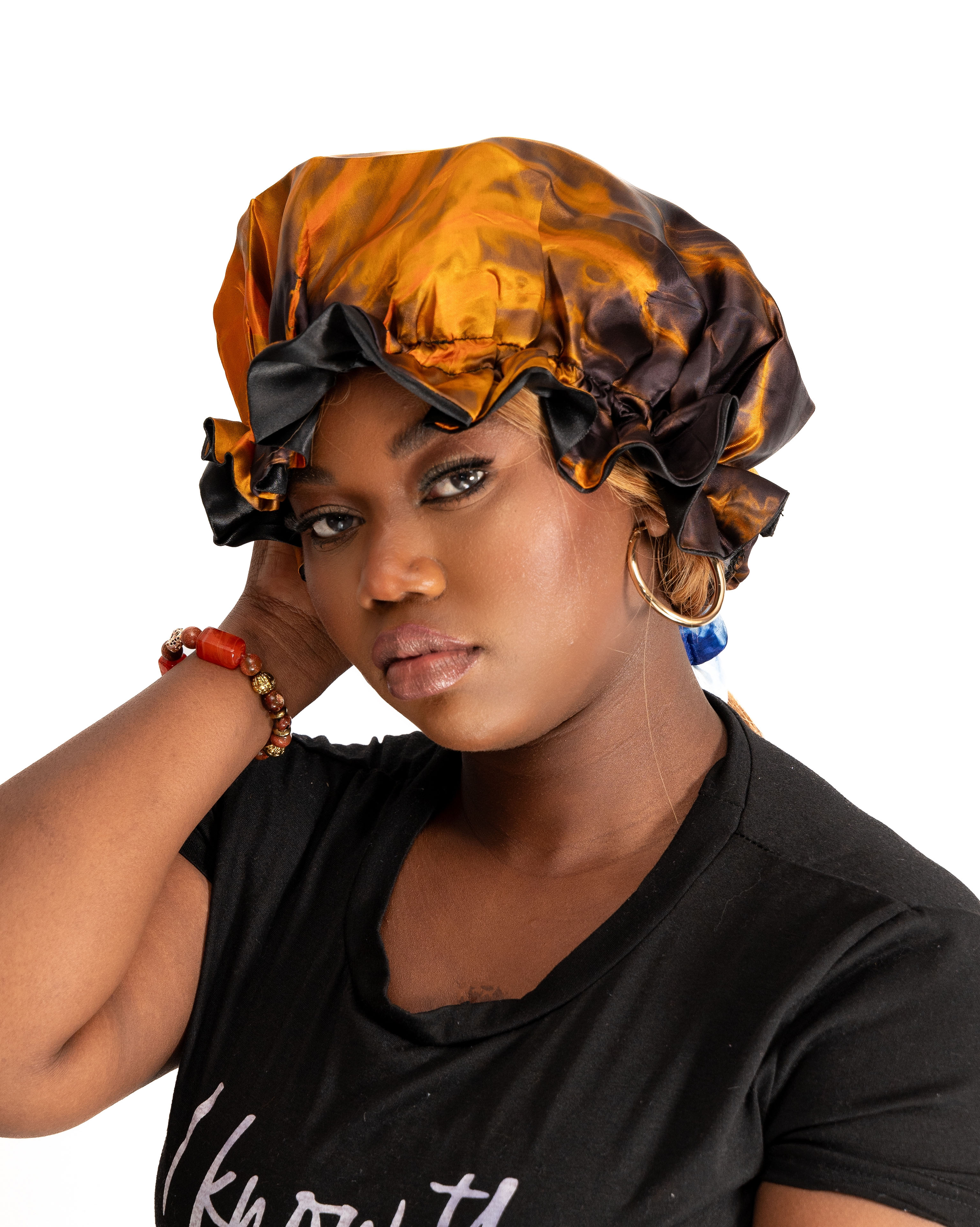 Adire Silk Baby Doll Reversible Bonnet
